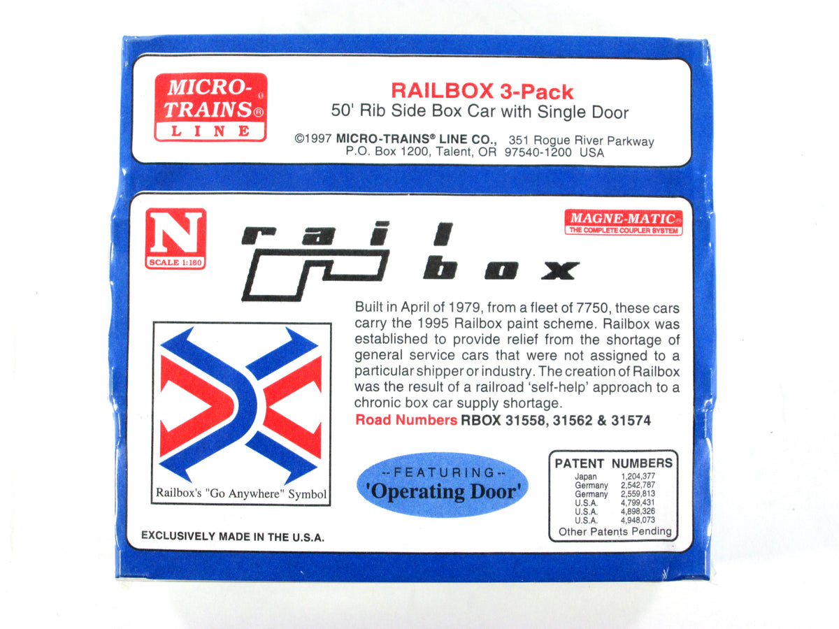 N Scale ****RAILBOX**** Box Car 3-Pack #31558, 31562, 31574 - Micro Trains 25562