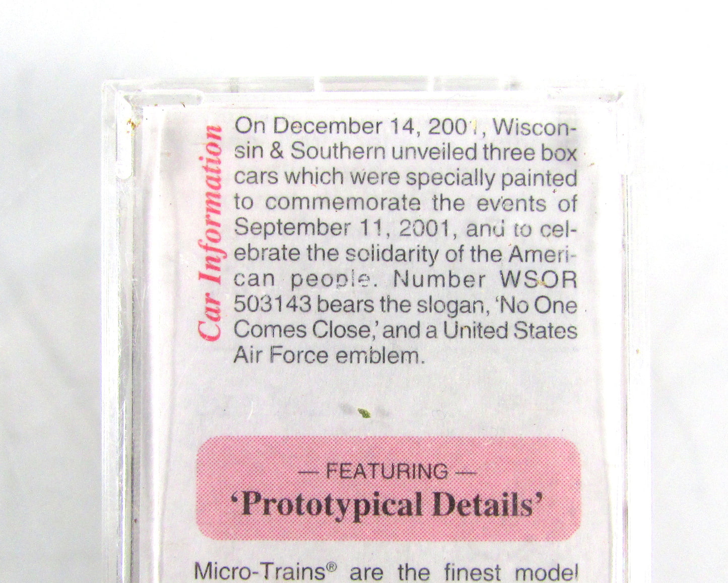 N Scale *WISCONSIN SOUTHERN* 9-11 Memorial Box Car #503081 - Micro Trains 75080