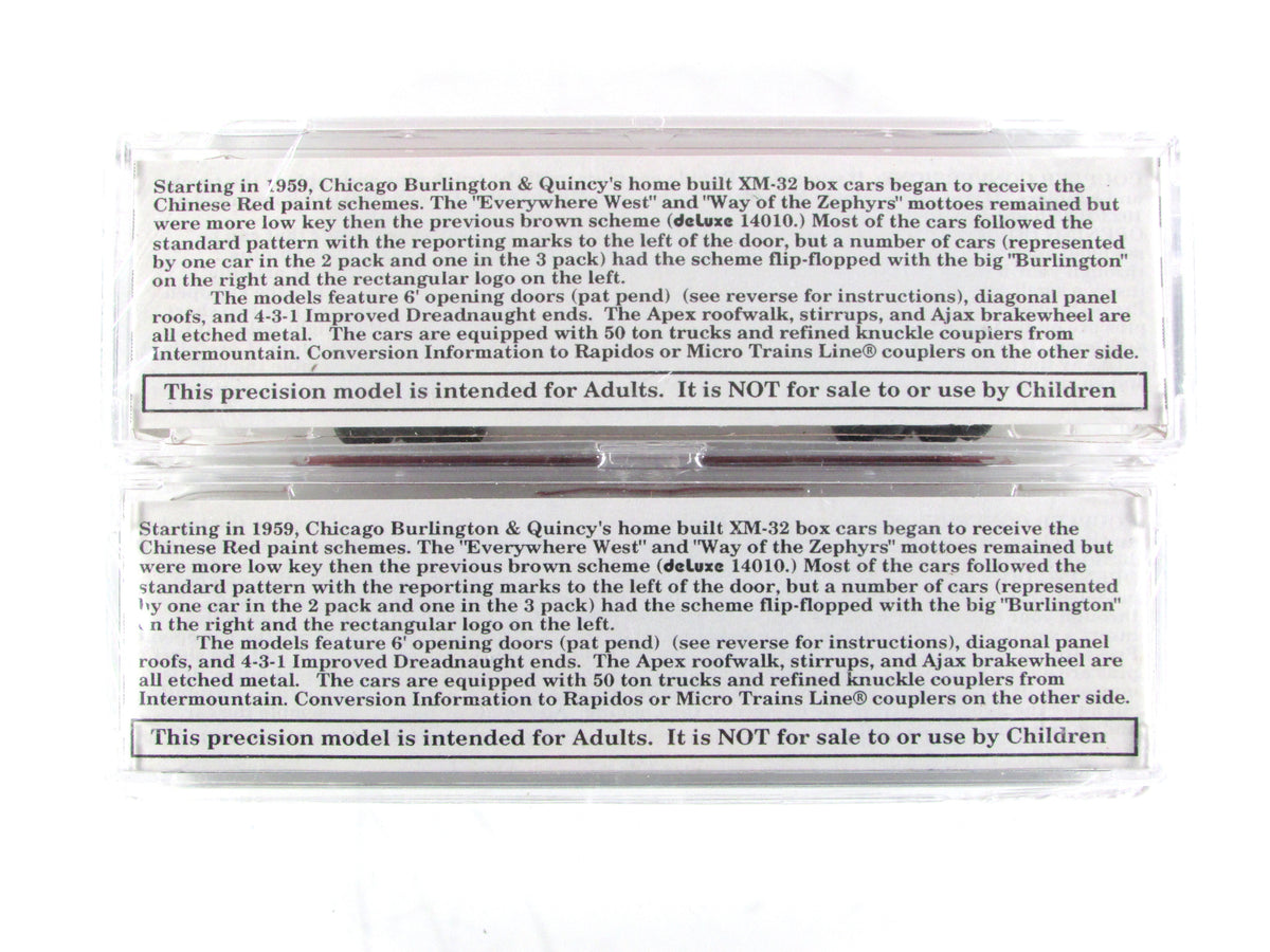 N Scale ***BURLINGTON*** 40' Box Car 2-Pack, CB&Q #39153,39199 -- Deluxe 141112
