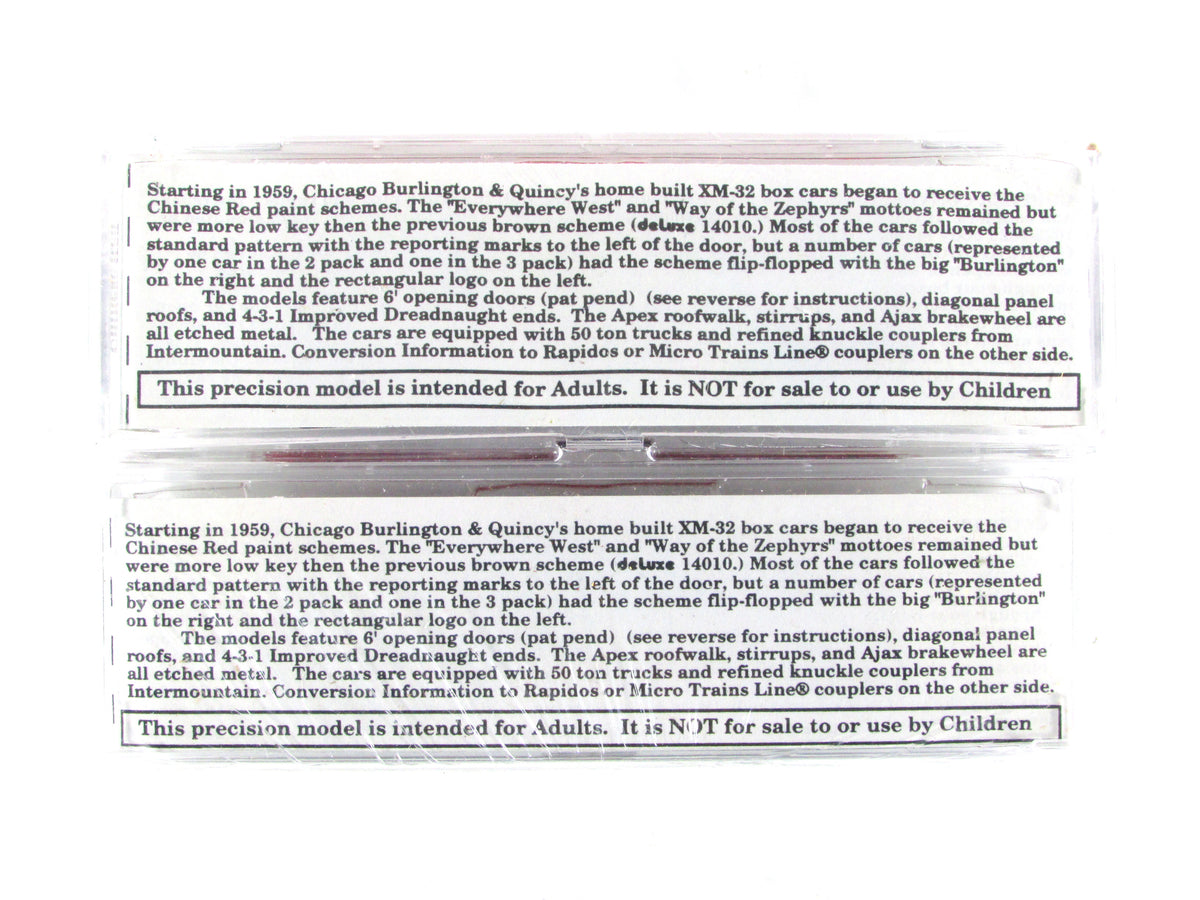 N Scale ***BURLINGTON*** 40' Box Car 2-Pack, CB&Q #39258,39322 -- Deluxe 141102