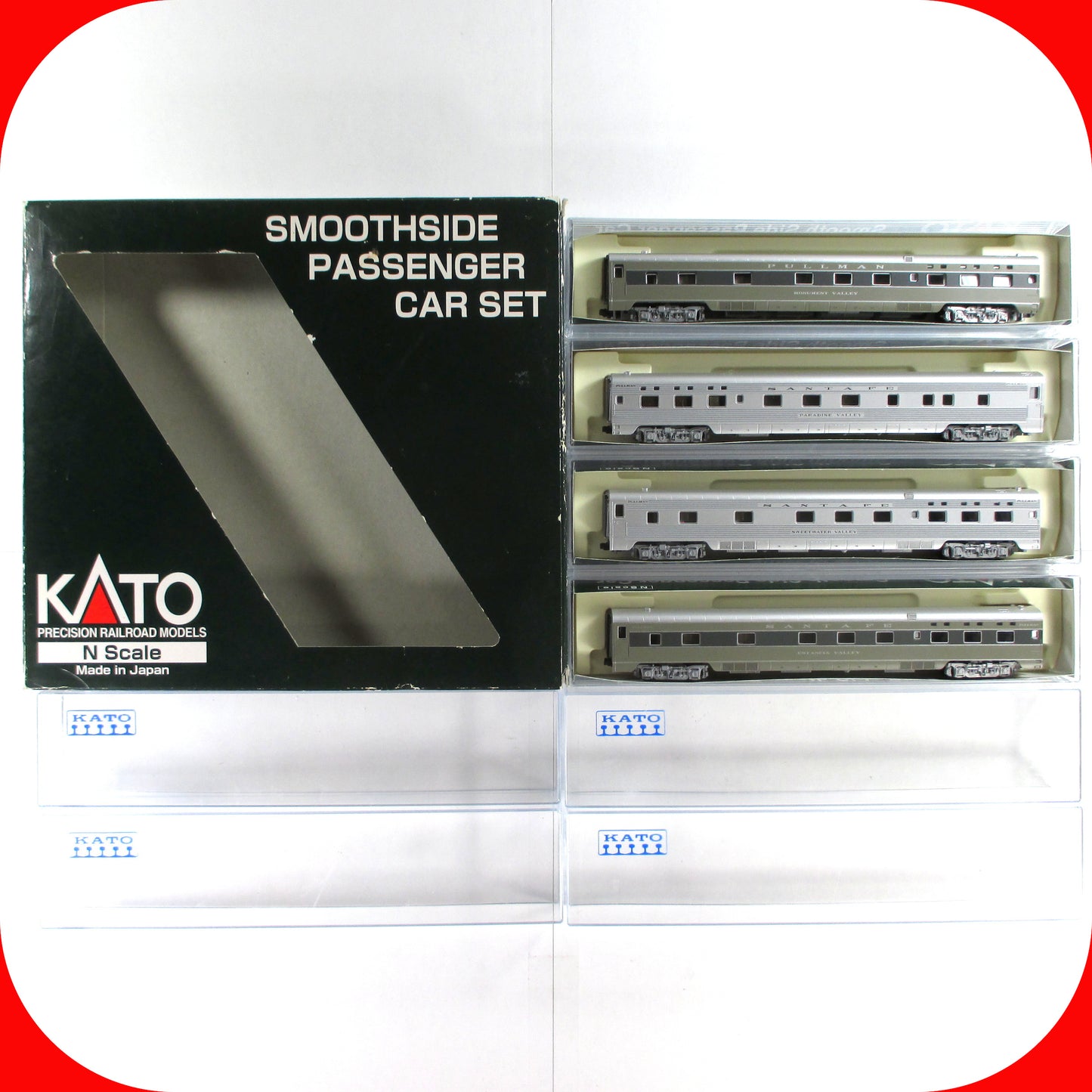 N Scale ***SANTA FE*** Lightweight Passenger Pullman 4-Pack Set - Kato 106-1401