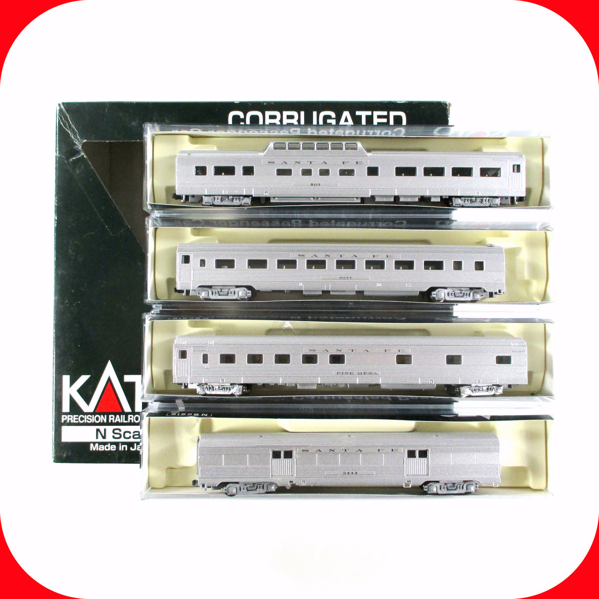 N Scale *SANTA FE* Lightweight Corrugated Passenger 4-Car Set B - Kato 106-1603