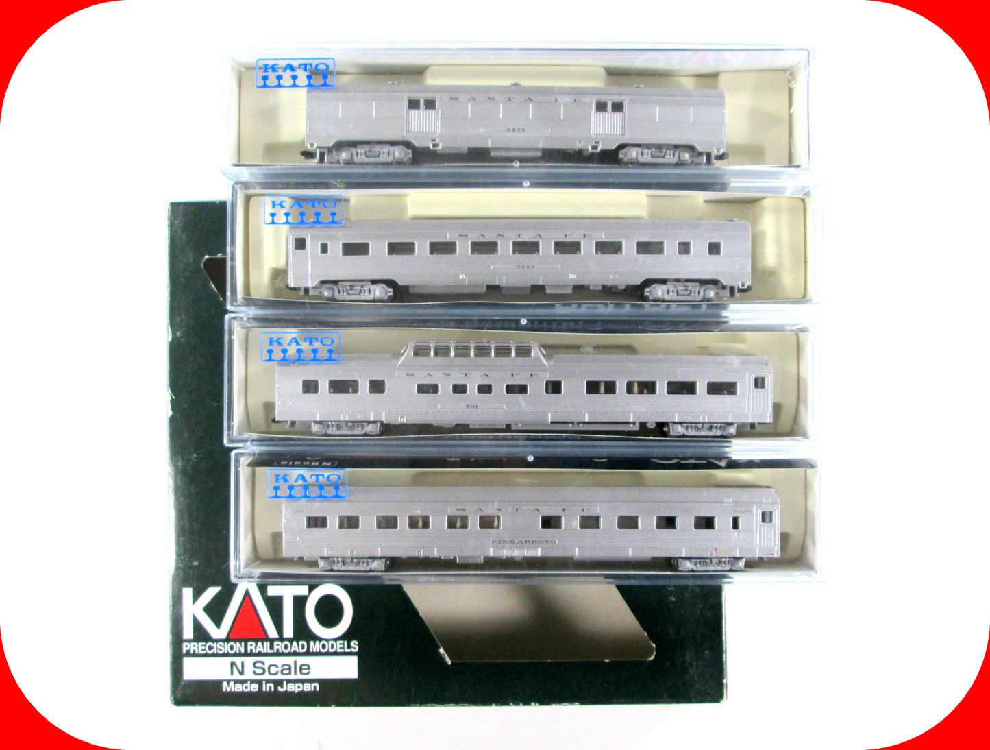 N Scale **SANTA FE** Lightweight Corrugated Passenger 4-Set B - Kato 106-1604