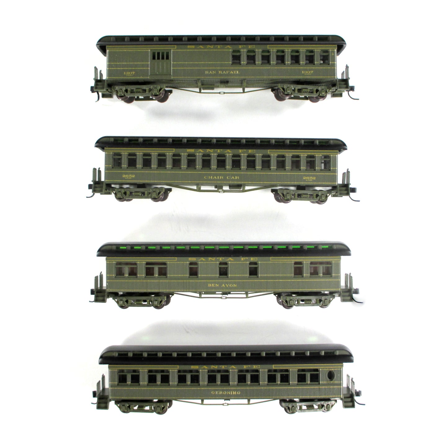 N Scale **SANTA FE** Overland Old-Time Passenger Car 4-Pack Set - Athearn 11851