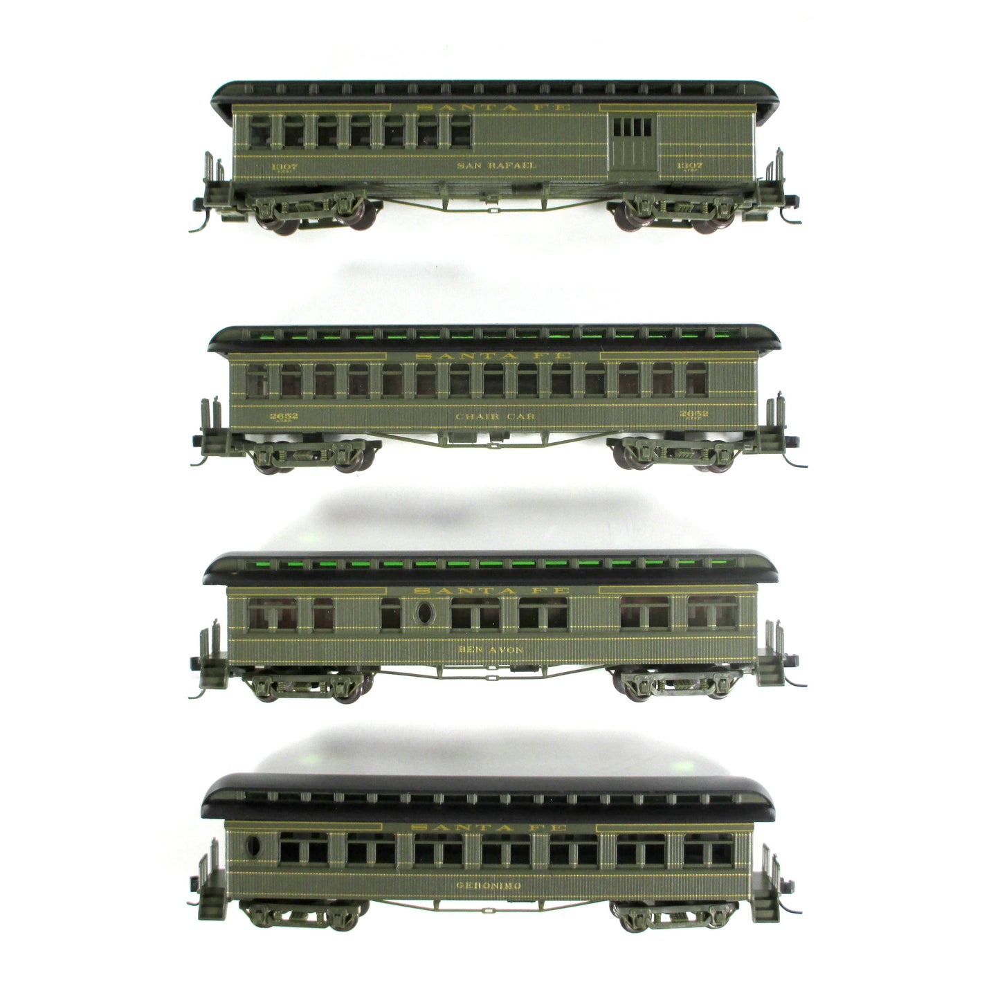 N Scale **SANTA FE** Overland Old-Time Passenger Car 4-Pack Set - Athearn 11851