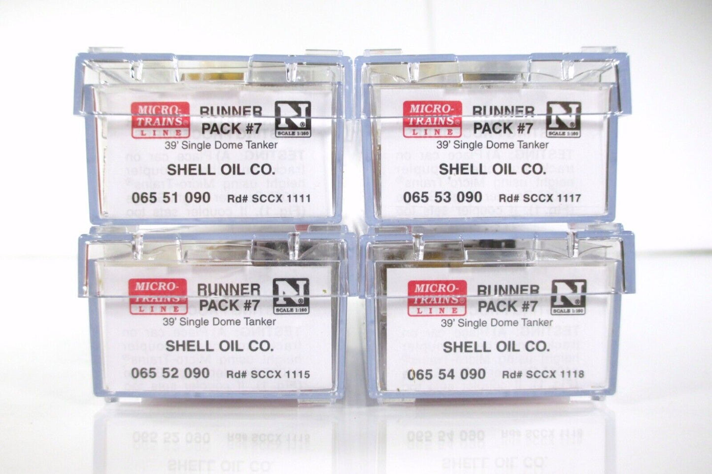 N Scale *SHELL* Tank Car Set, SCCX 1111, 1115, 1117, 1118 -Micro Trains 99300007