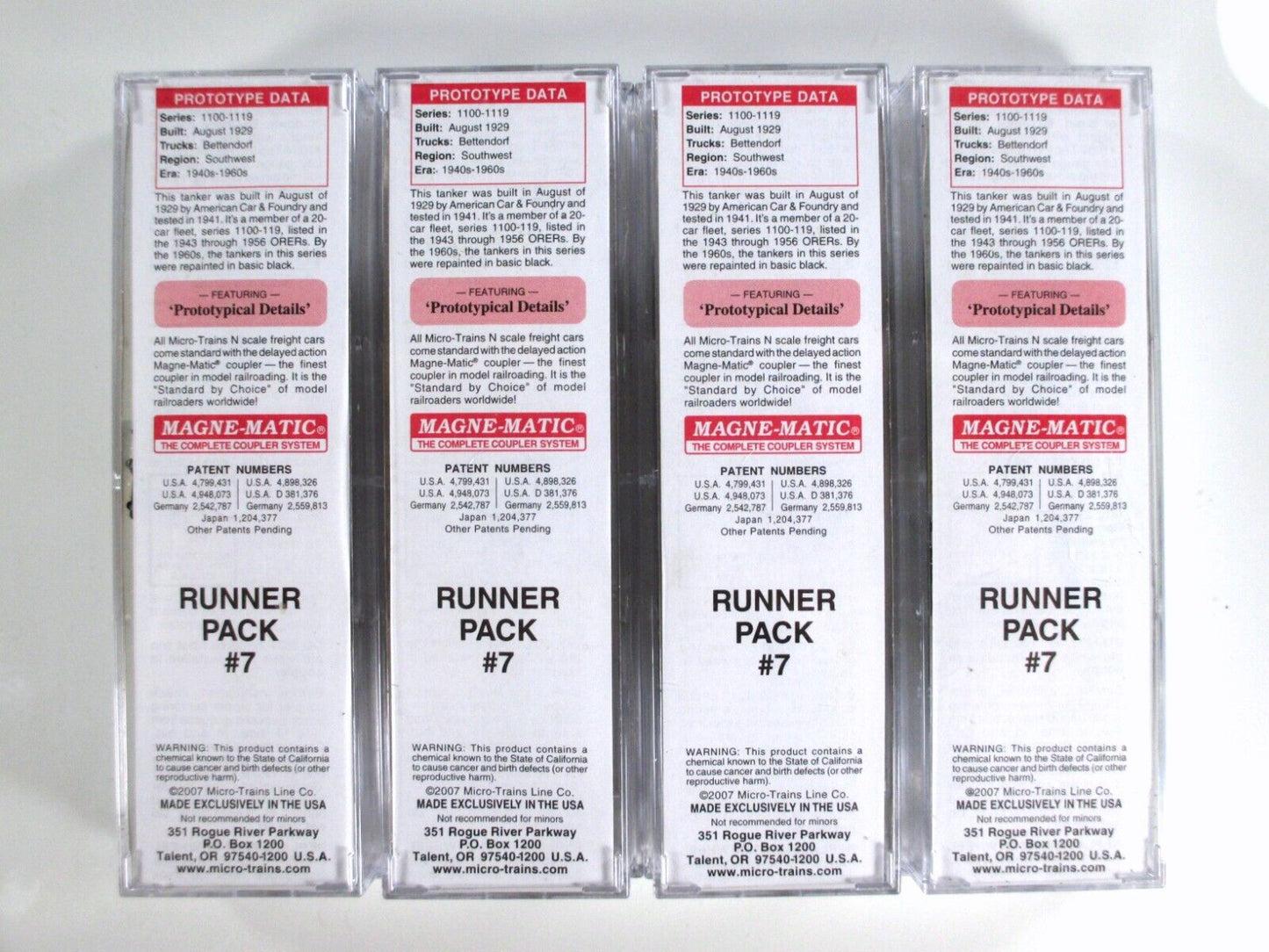 N Scale *SHELL* Tank Car Set, SCCX 1111, 1115, 1117, 1118 -Micro Trains 99300007