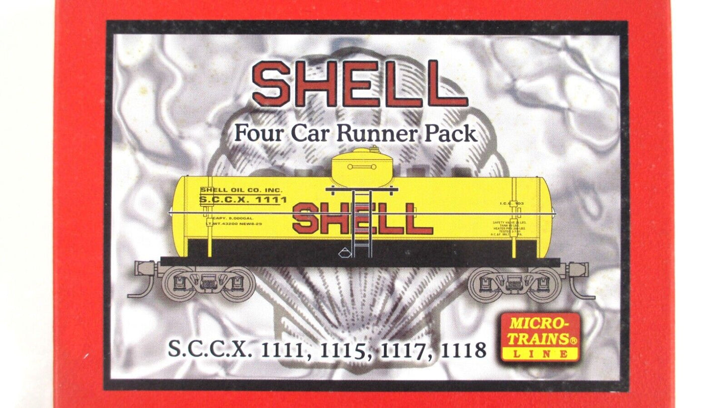 N Scale *SHELL* Tank Car Set, SCCX 1111, 1115, 1117, 1118 -Micro Trains 99300007