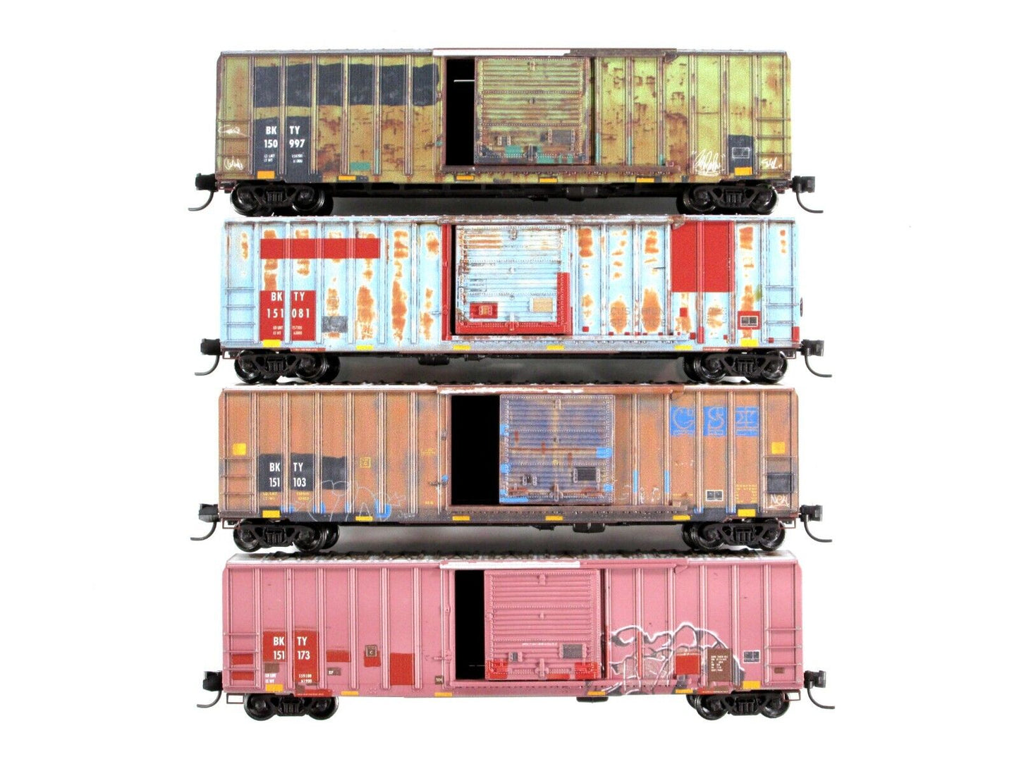 N Scale **BKTY - MKT** Weathered & Graffiti Box Car Set -- Micro Trains 99305950