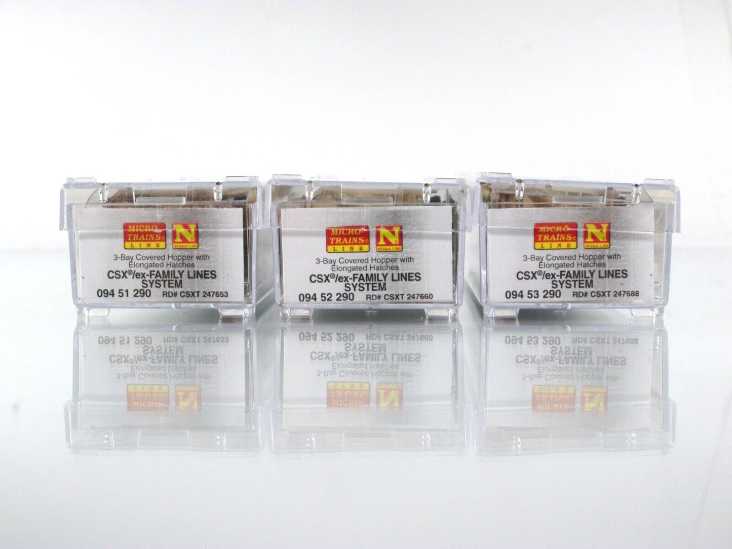 N Scale **CSX / ex-FAMILY LINES** Weathered Hopper 3-Set - Micro Trains 99305610