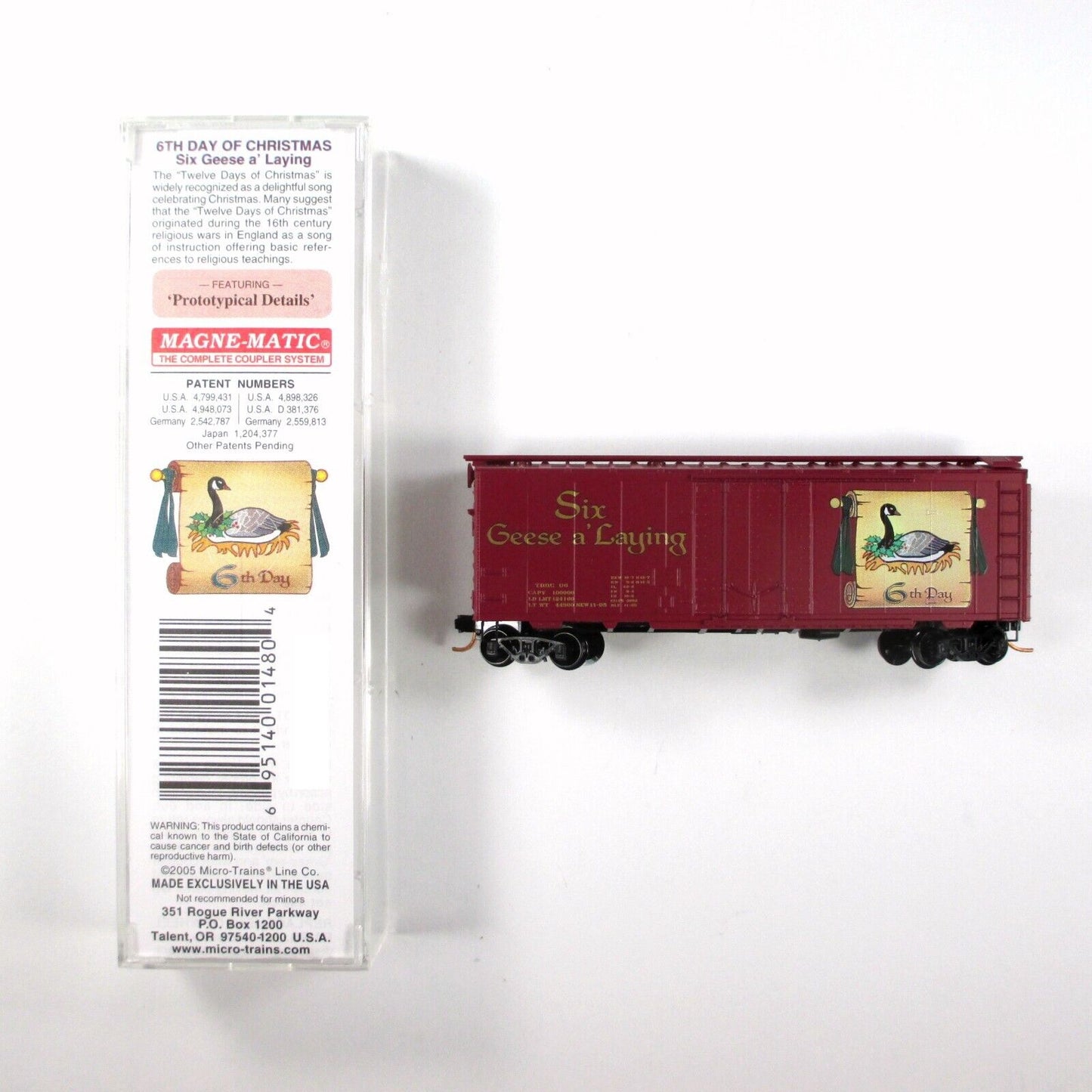 N Scale ***SIX GEESE LAYING*** 12 Days Christmas Box Car - Micro Trains 02100506