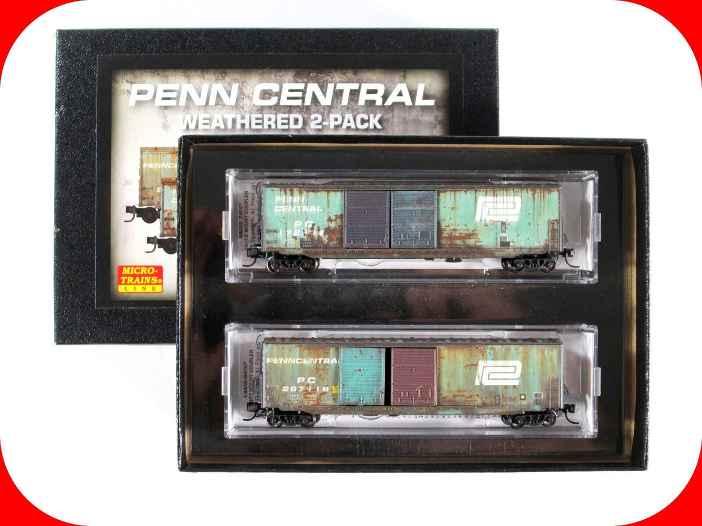 N Scale **PENN CENTRAL** Weathered Box Car 2-Pack Set - Micro Trains 99305840