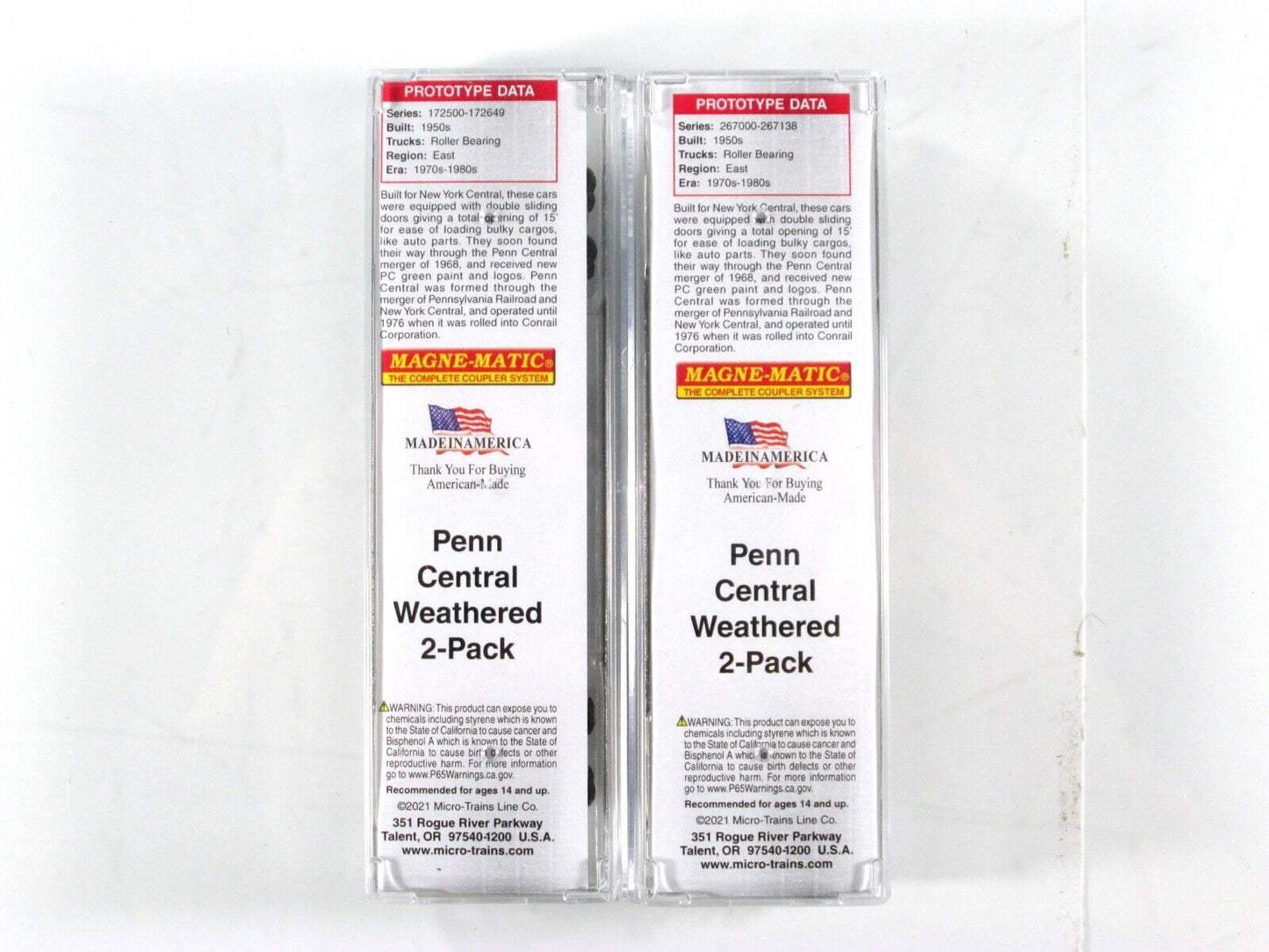 N Scale **PENN CENTRAL** Weathered Box Car 2-Pack Set - Micro Trains 99305840
