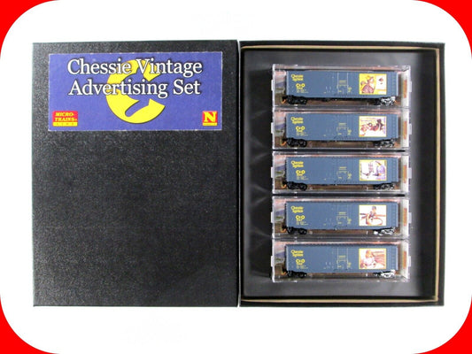 N Scale CHESSIE Vintage Advertising 50' Box Car 5-Pack Set Micro Trains 99321150