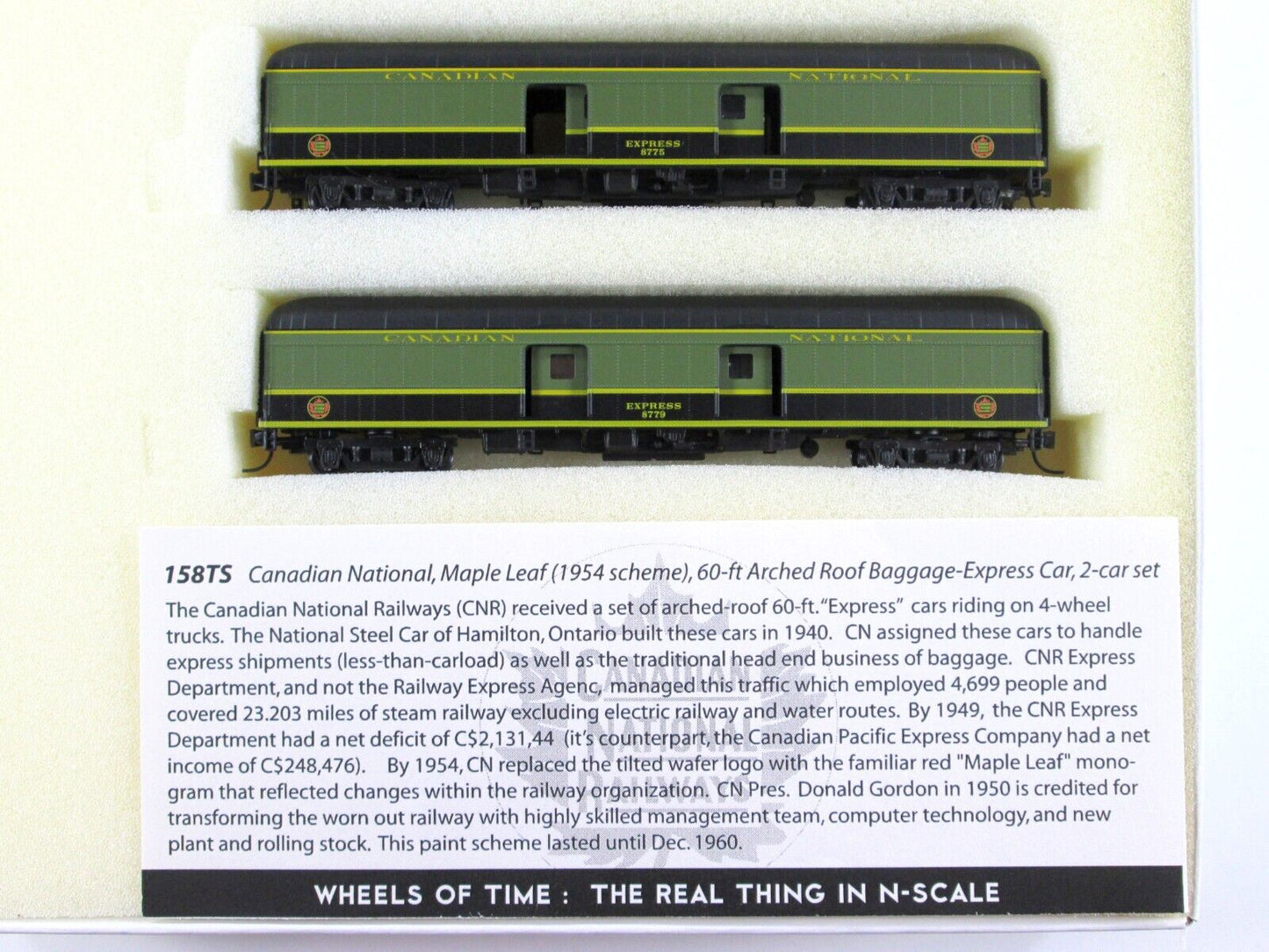 N Scale Canadian National *MAPLE LEAF* Baggage Express Set -WHEELS of TIME 158TS