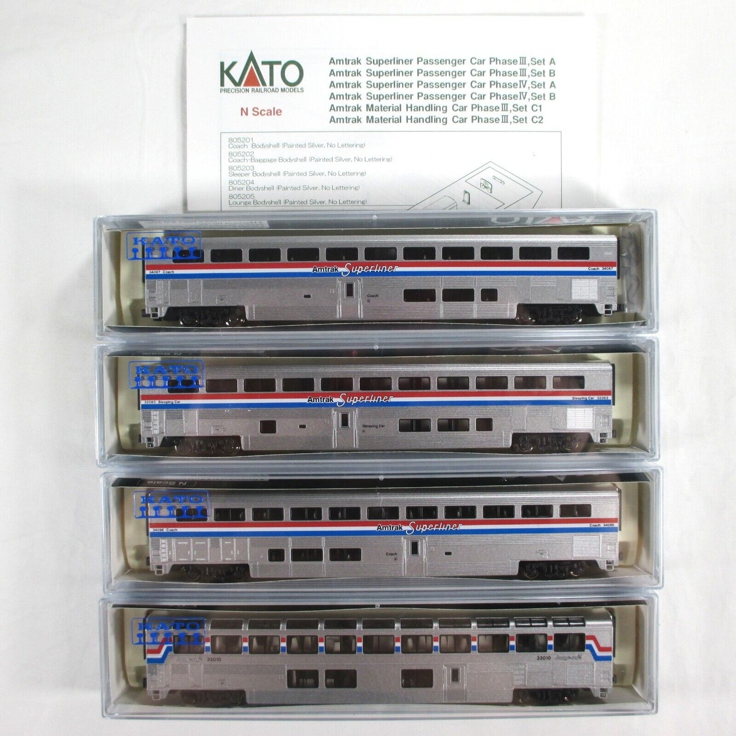 N Scale AMTRAK Phase III *Superliner* Passenger Car 4-Pack Set B - Kato 106-3502