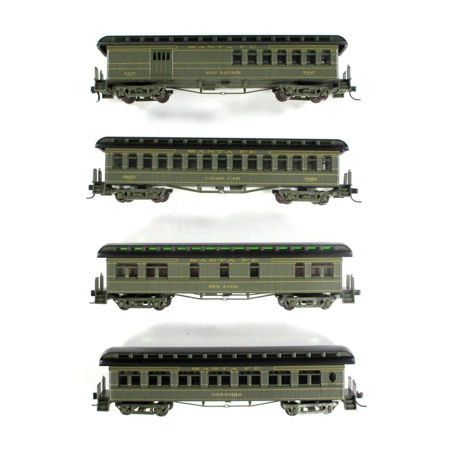 N Scale SANTA FE Overland Old-Time Passenger Car 4-Pack Set ------ Athearn 11851