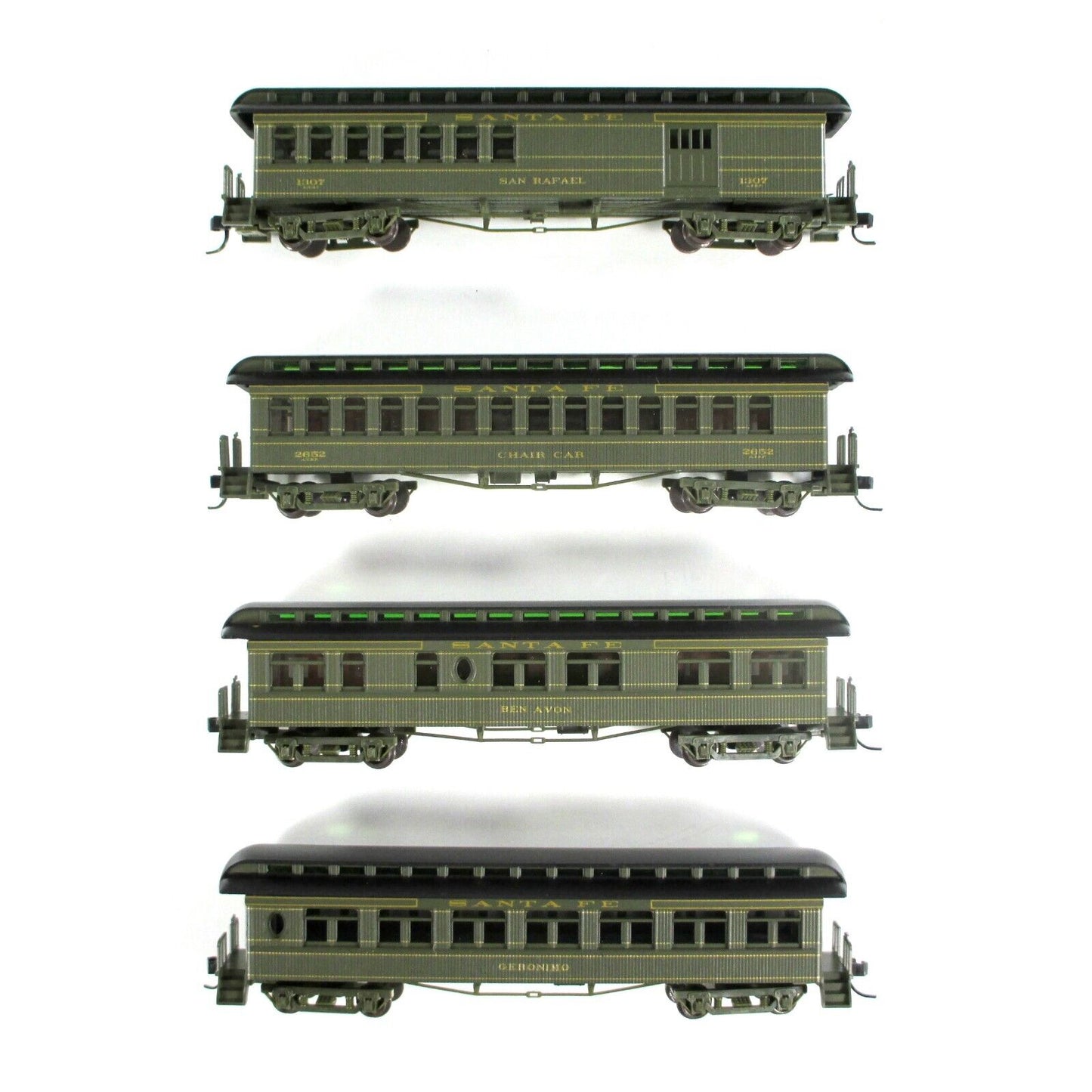N Scale SANTA FE Overland Old-Time Passenger Car 4-Pack Set ------ Athearn 11851