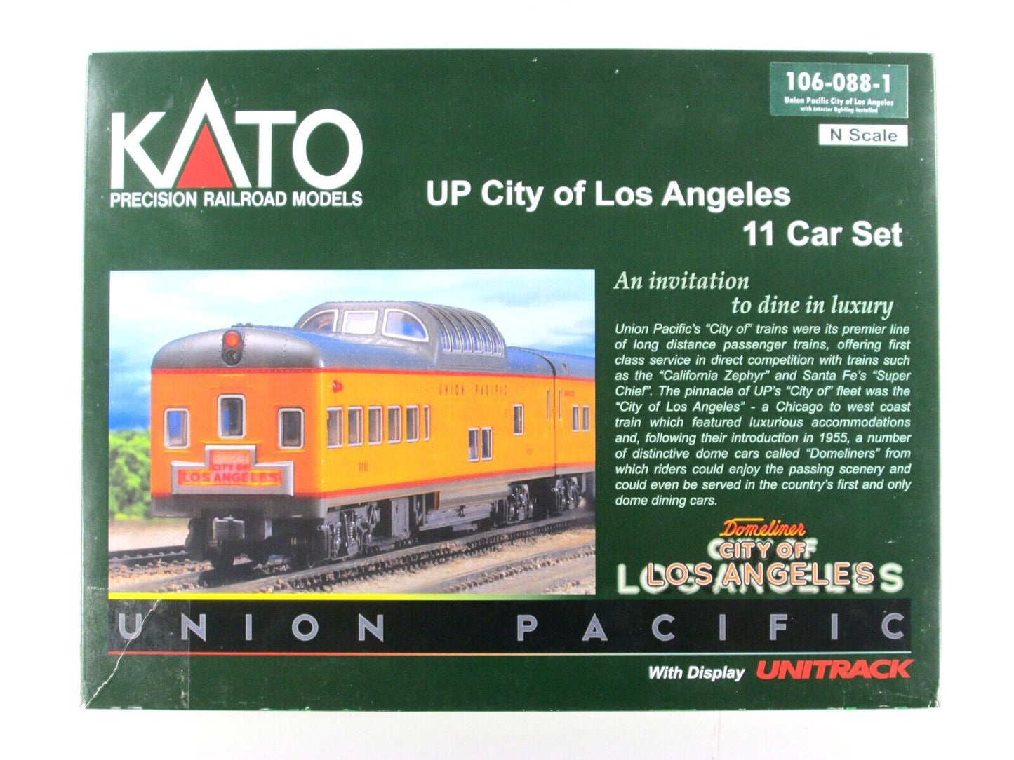N Scale UNION PACIFIC *CITY of LOS ANGELES* 11-Car Set -Kato 106-088-1 *LIGHTED*