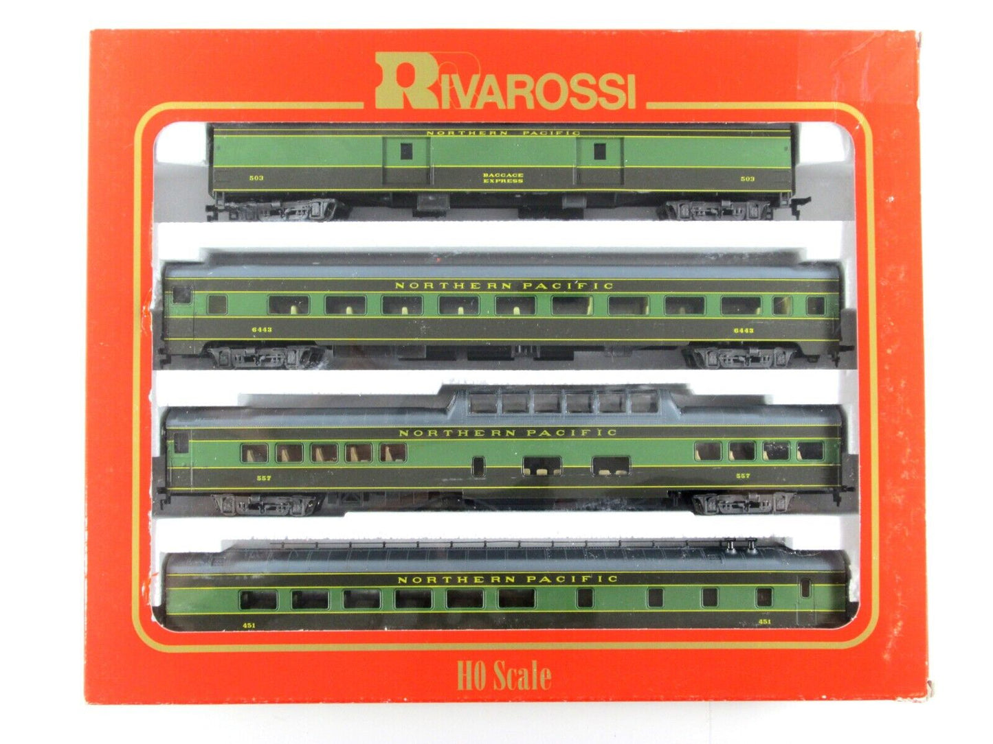 HO Scale NP Northern Pacific 1930s Lightweight Passenger Set A -- Rivarossi 6970