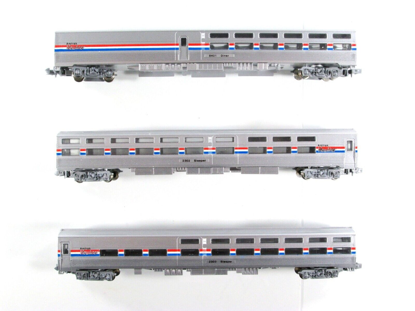 N Scale AMTRAK Phase III Viewliner Diner #8401 and Sleepers #2302, 2303 -Con-Cor