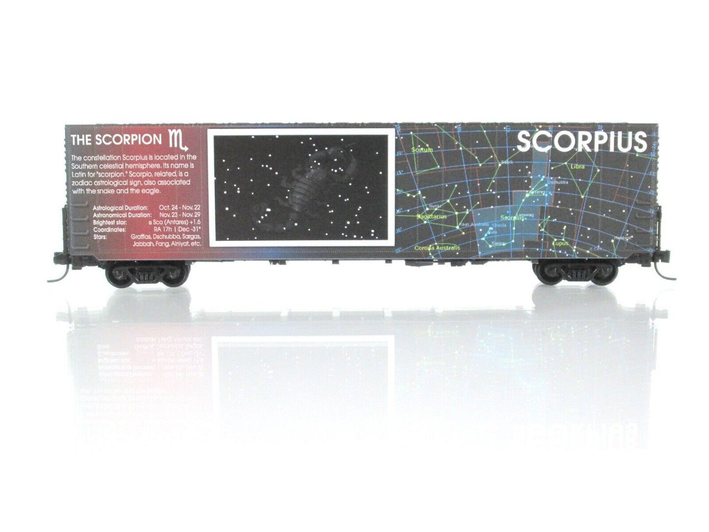 N Scale SCORPIUS / SCORPION ZODIAC (Oct-Nov) 60' Box Car - Micro Trains 10200210