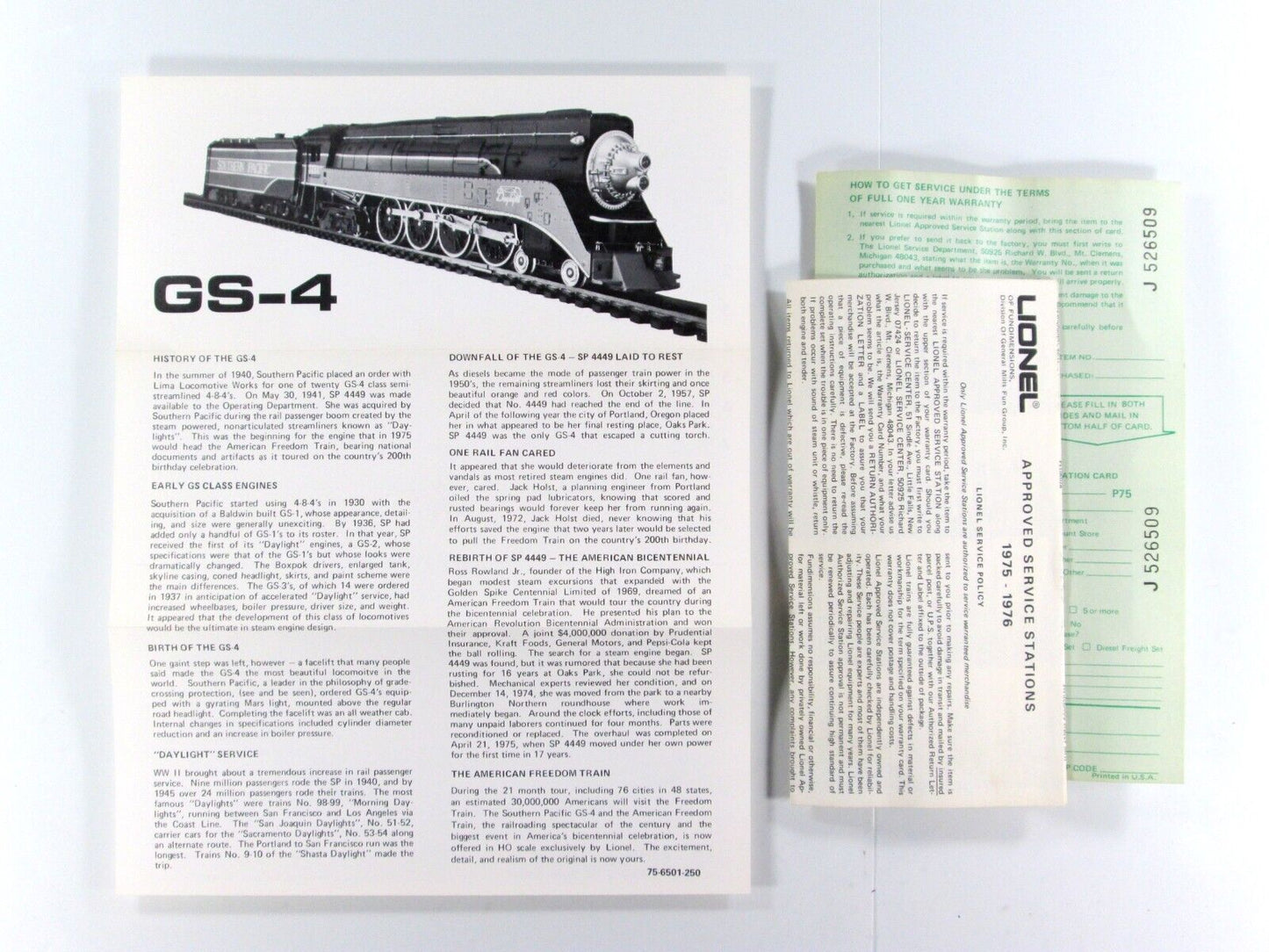 HO Scale *AMERICAN FREEDOM TRAIN* GS-4 Northern Locomotive #4449 - LIONEL **NEW*
