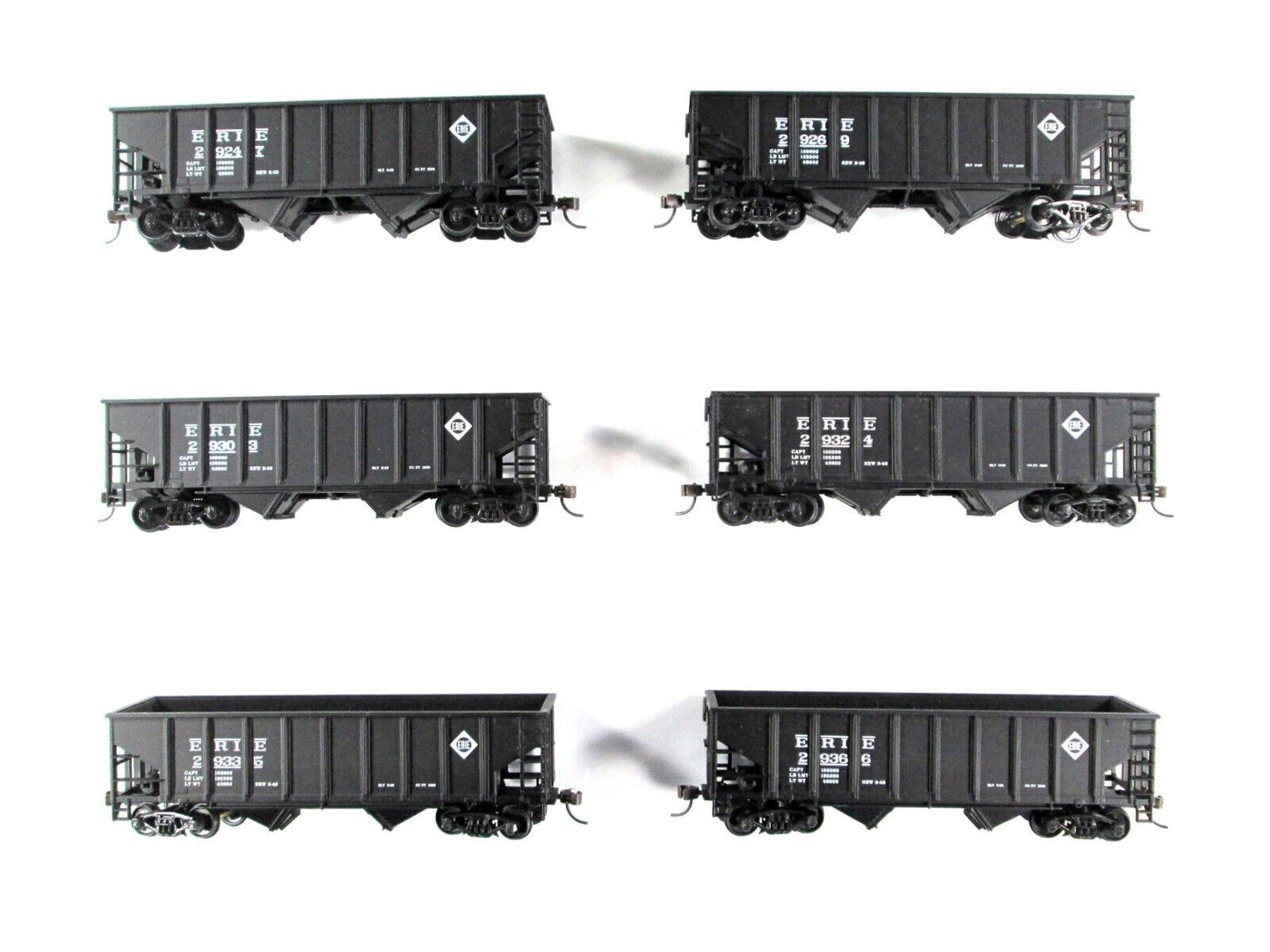 HO Scale ERIE PS-3 Rib Side Twin-Bay Hopper 6-Pack Set - Walthers 932-944 **NEW*