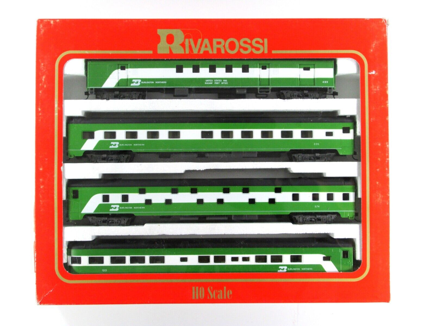 HO Scale BURLINGTON NORTHERN 1930s Passenger Set B -Rivarossi 6949, Knuckle Cplr