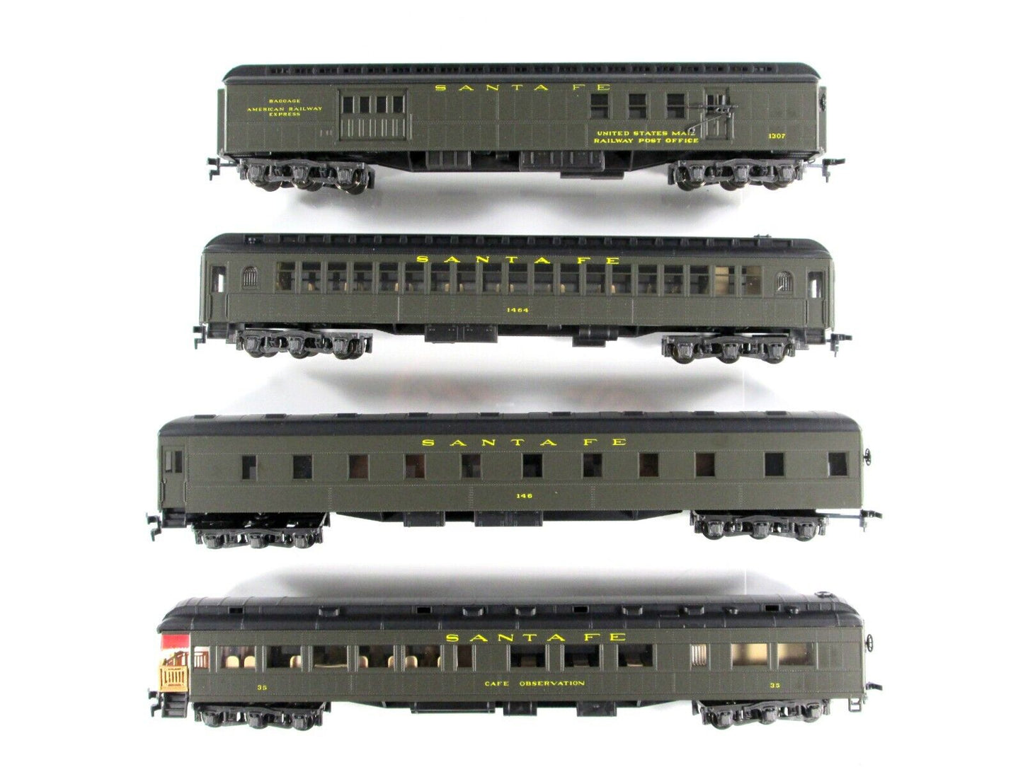 HO Scale ***SANTA FE*** 1920s Passenger & Interiors 4-Car Set B - Rivarossi 6915