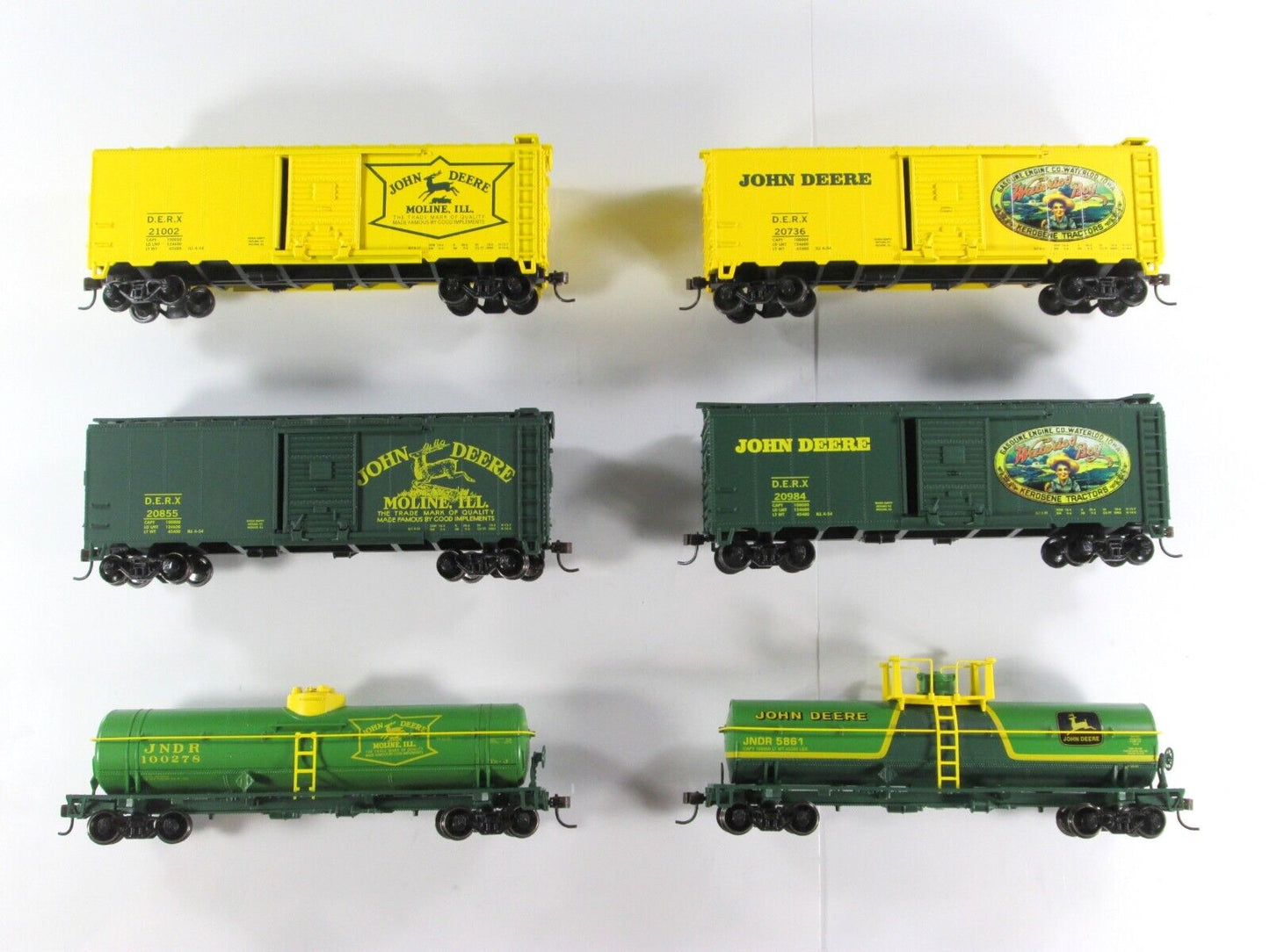 HO Scale JOHN DEERE 40' Box Car and 39' Chemical Tank Car 6-Pack Set --- Athearn