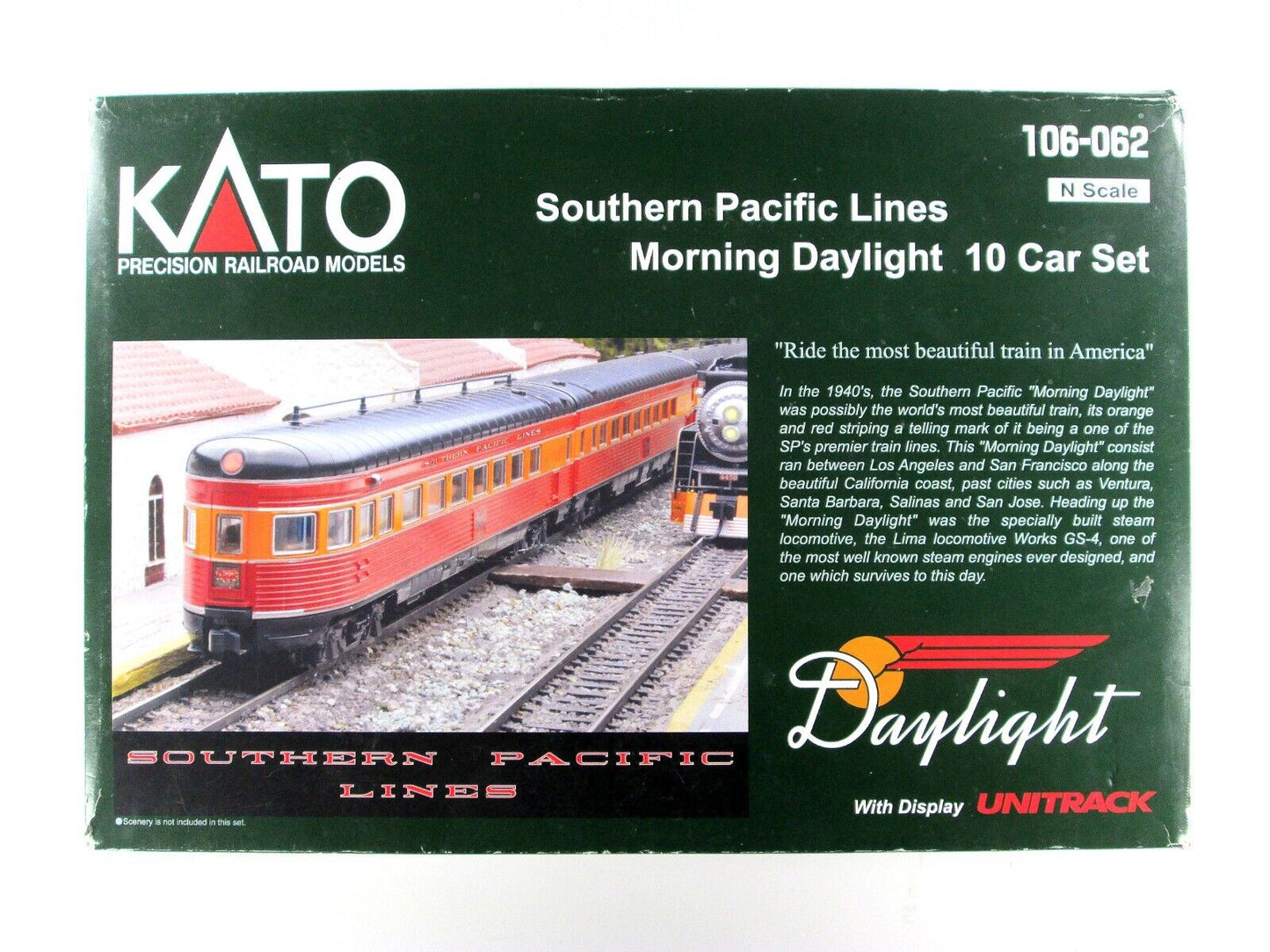 N Scale SOUTHERN PACIFIC *MORNING DAYLIGHT* Passenger 10-Car Set -- Kato 106-062