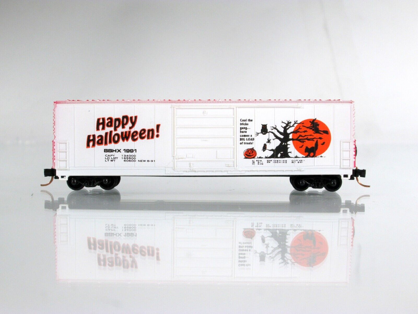 N Scale Happy HALLOWEEN Box Car BBHX 1991 -Bev-Bel 2193, Micro Trains Clpr *RARE