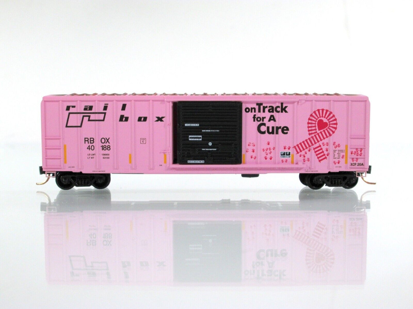 N Scale ***RAILBOX Breast Cancer*** Boxcar w/ Handprints - Micro Trains 02500106