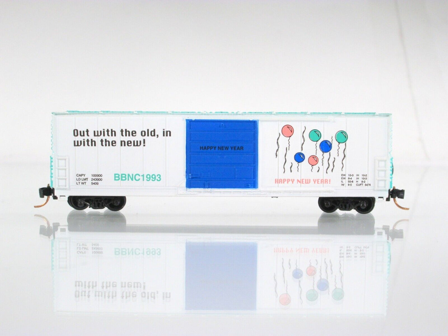 N Scale **HAPPY NEW YEAR** Holiday Box Car, BBNC 1993 -Bev-Bel, Micro Trains Cpl