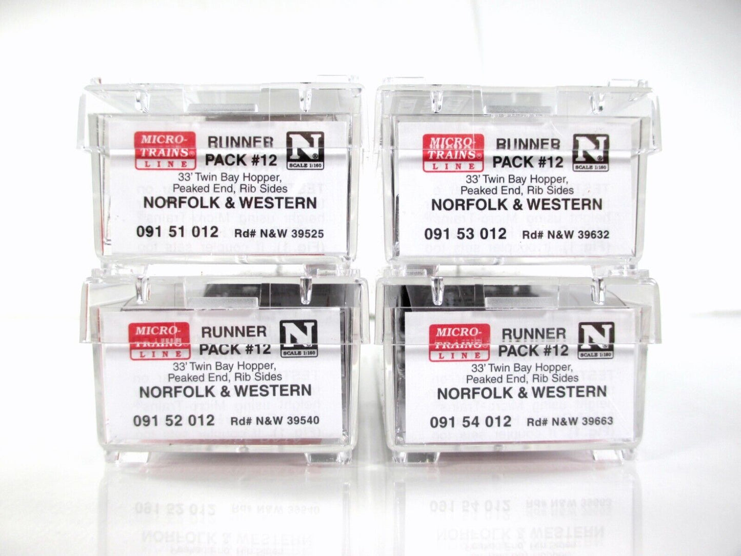 N Scale ***NORFOLK & WESTERN** 2-Bay Coal Hopper 4-Pack - Micro Trains 99300012