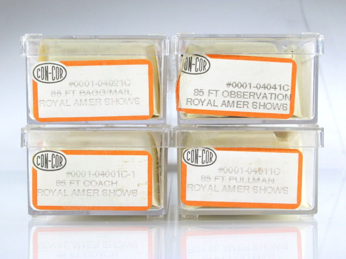 N Scale ROYAL AMERICAN SHOWS Lightweight Passenger Car 4-Pack Set ------ Con-Cor