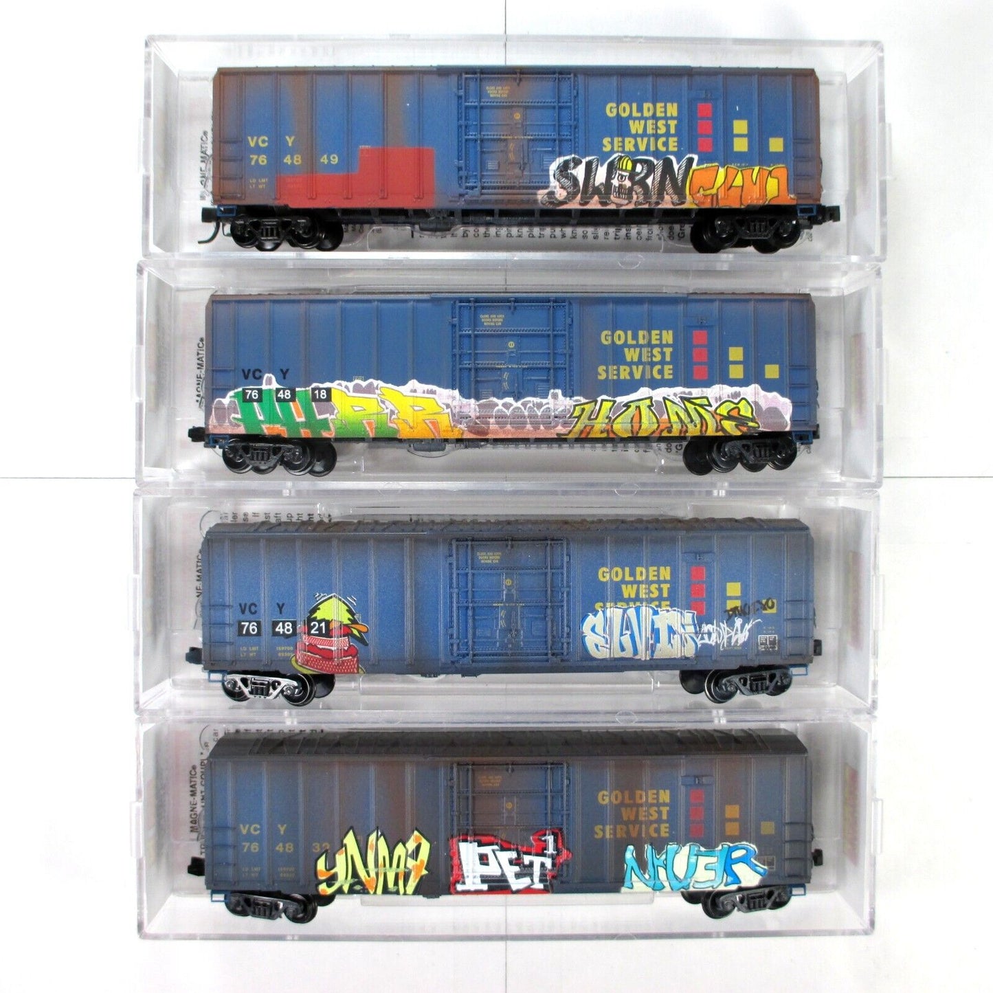 N Scale **GOLDEN WEST** Weathered & Graffiti Box Car Pack -Micro Trains 99305070