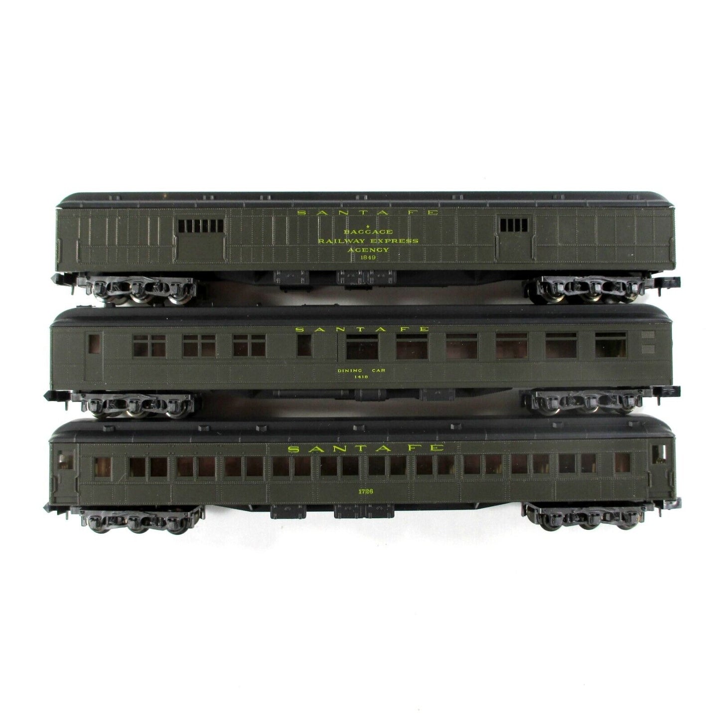 N Scale ***SANTA FE*** Heavyweight Passenger 3-Car Set - Arnold / Rivarossi 0522