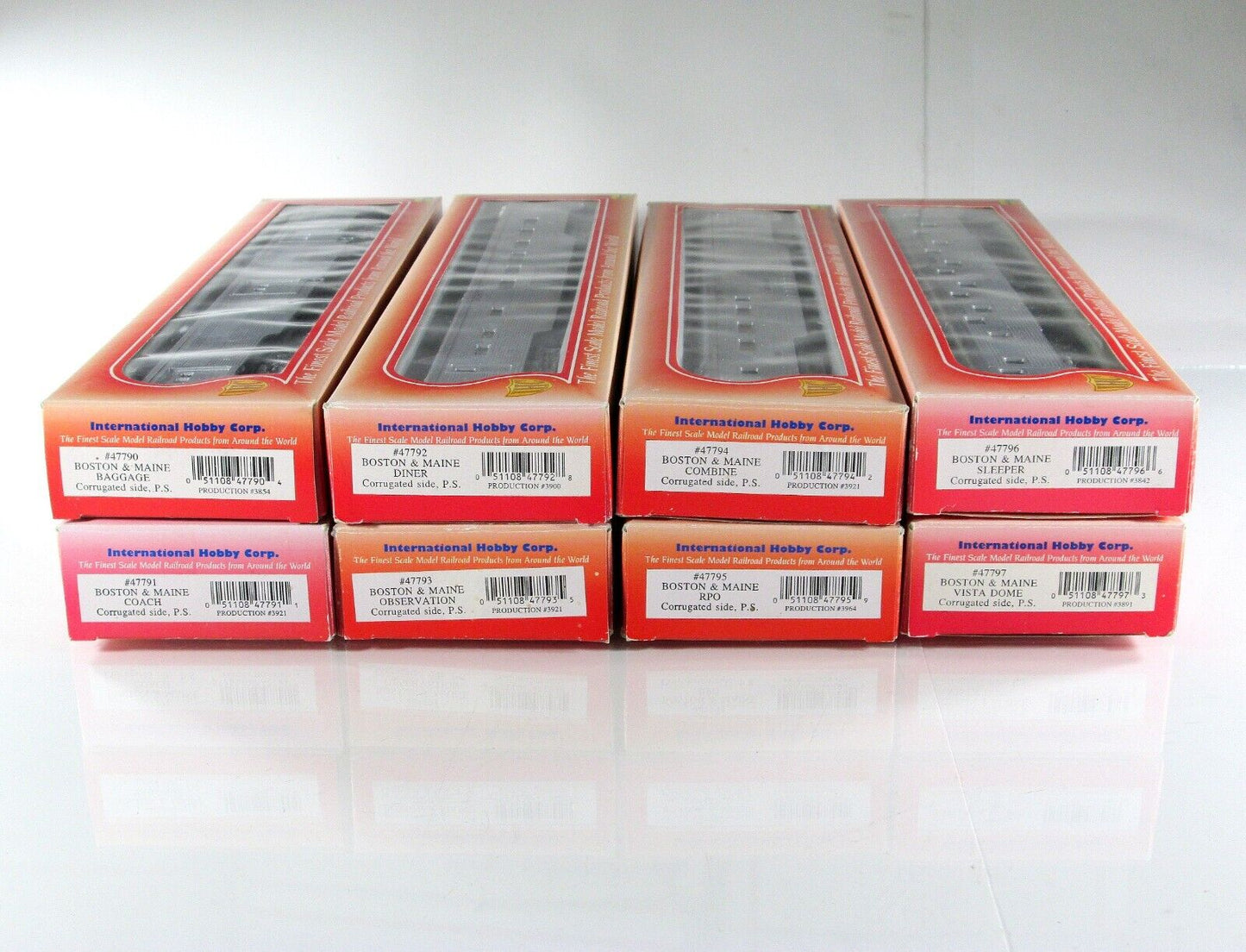 HO Scale BOSTON MAINE Lightweight Corrugated Passenger Car 8-Pack Set -IHC 47798