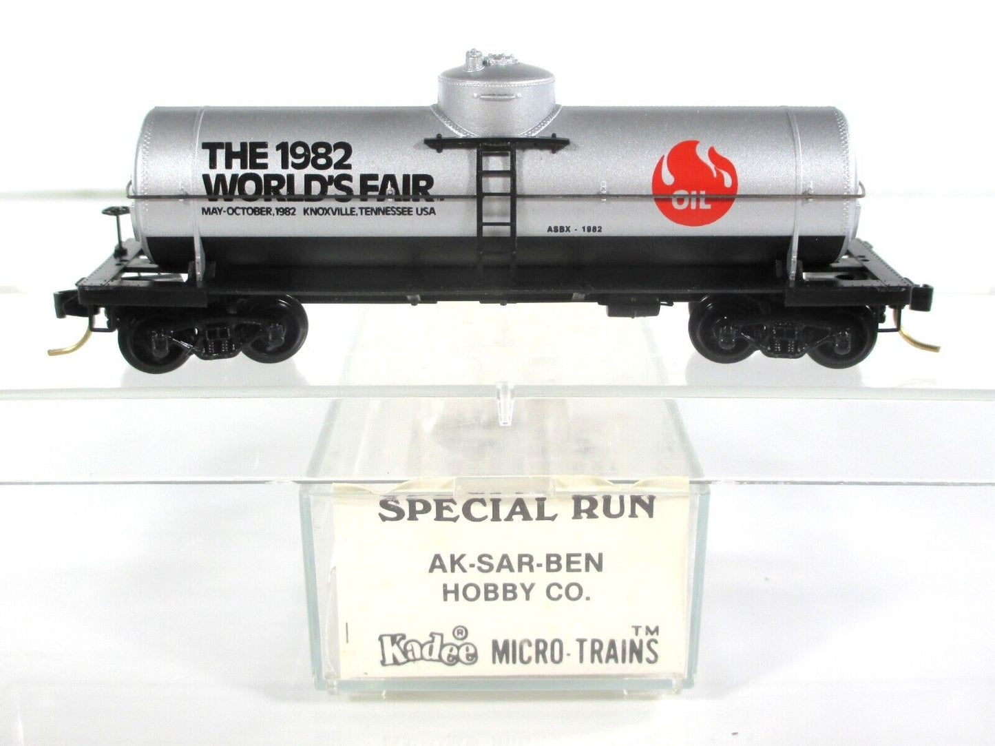 N Scale ***WORLD'S FAIR 1982*** Tank Car - Kadee Micro Trains, AK-SAR-BEN **RARE