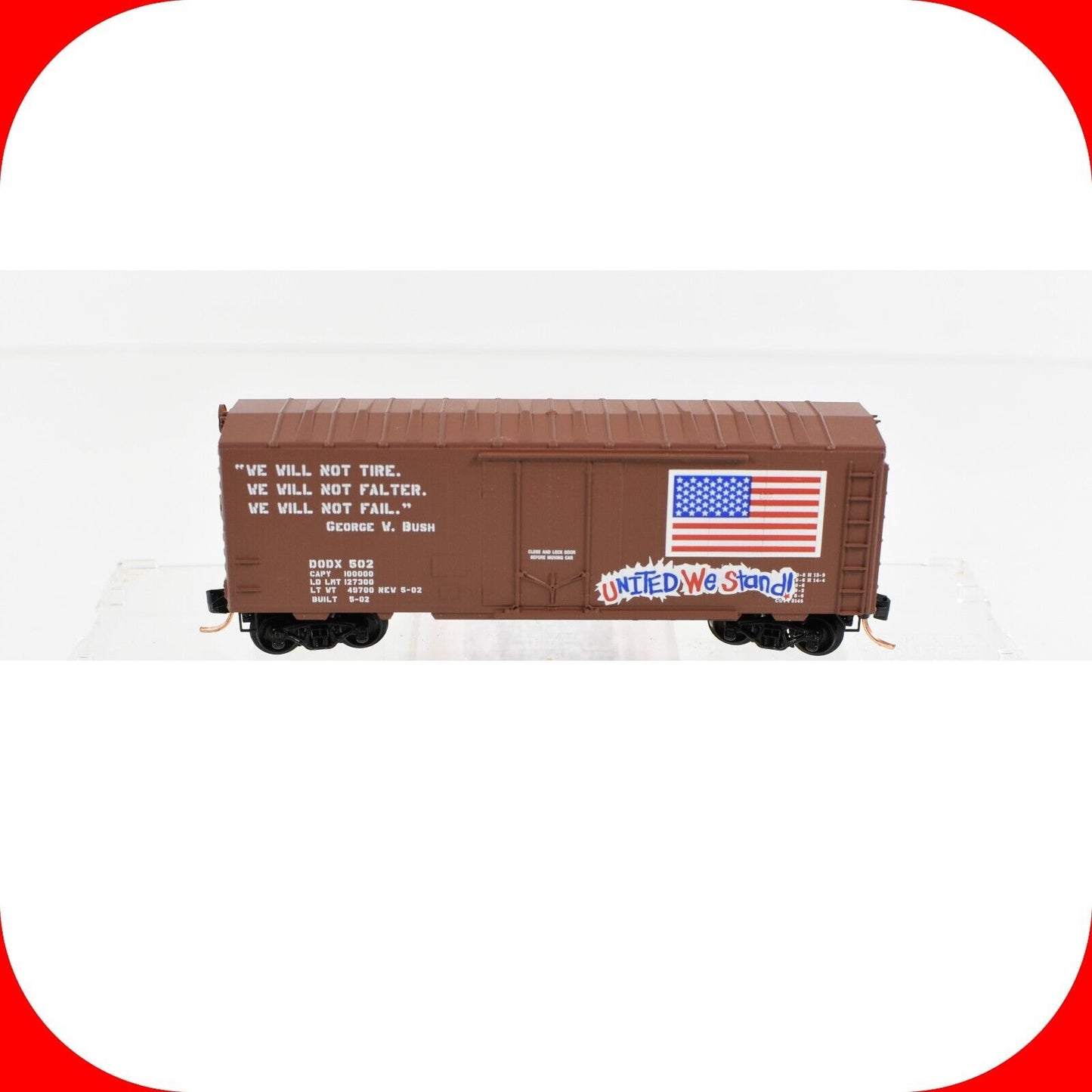 N Scale **UNITED WE STAND** 9/11 Memorial Box Car DODX 502 -Micro Trains Special