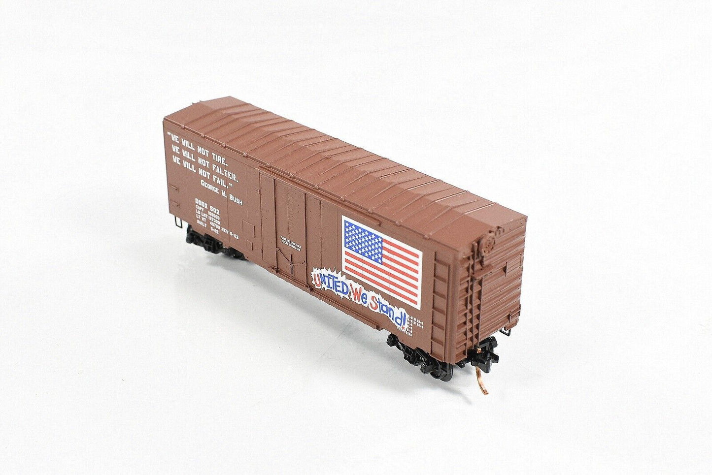 N Scale **UNITED WE STAND** 9/11 Memorial Box Car DODX 502 -Micro Trains Special