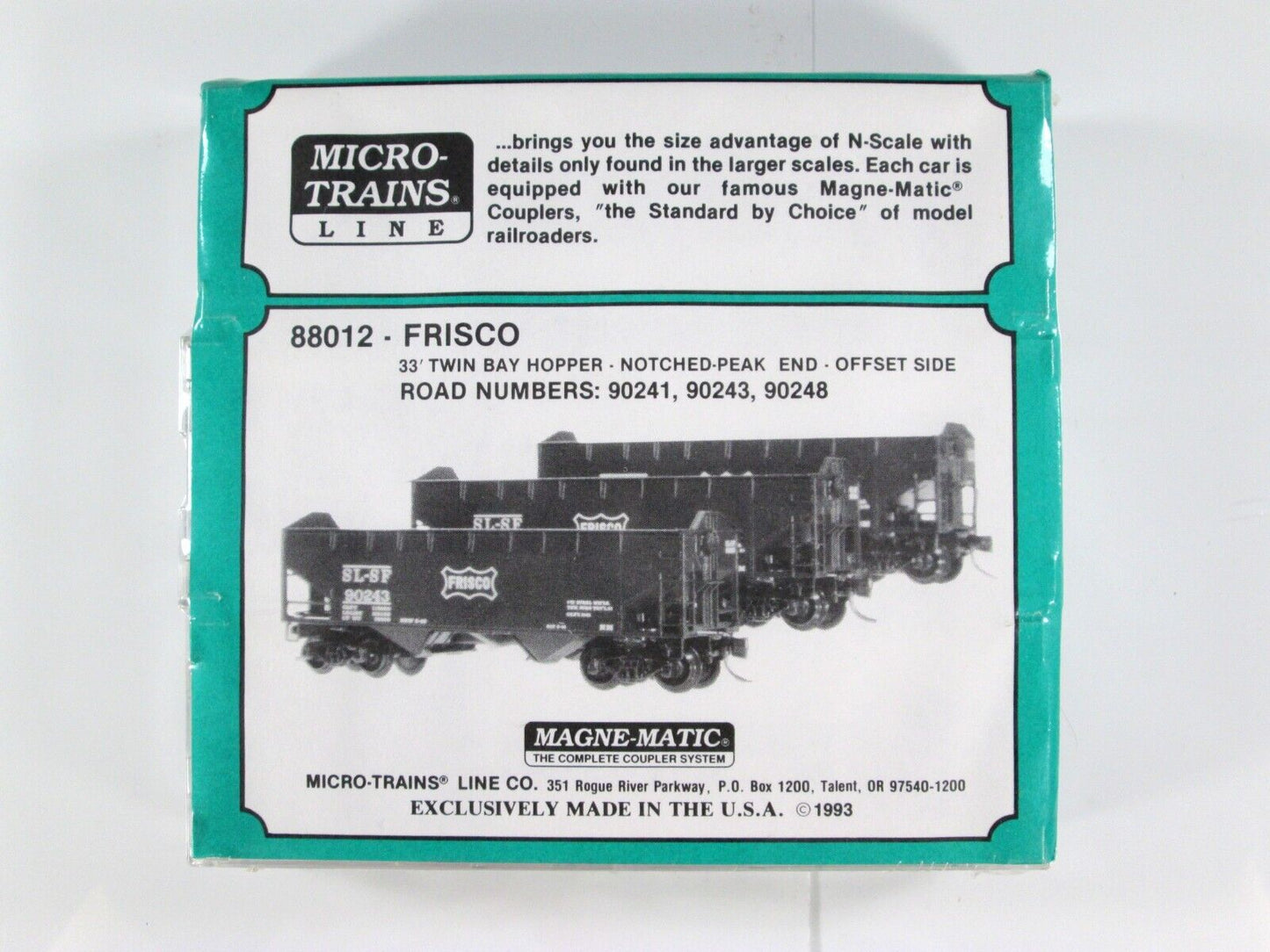 N Scale **FRISCO** 33' Twin-Bay Coal Hopper 3-Car Set, SL-SF -Micro Trains 88012