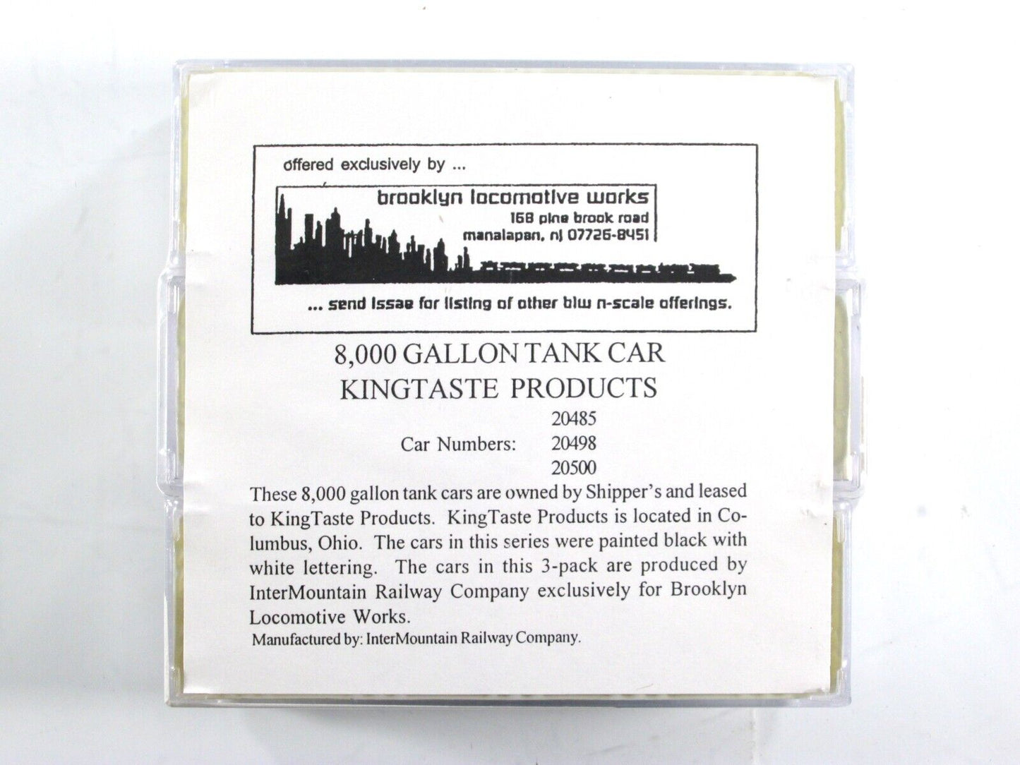 N Scale **KINGTASTE / CAPITAL CITY PRODUCTS** Tank Car Set - Intermountain / BLW