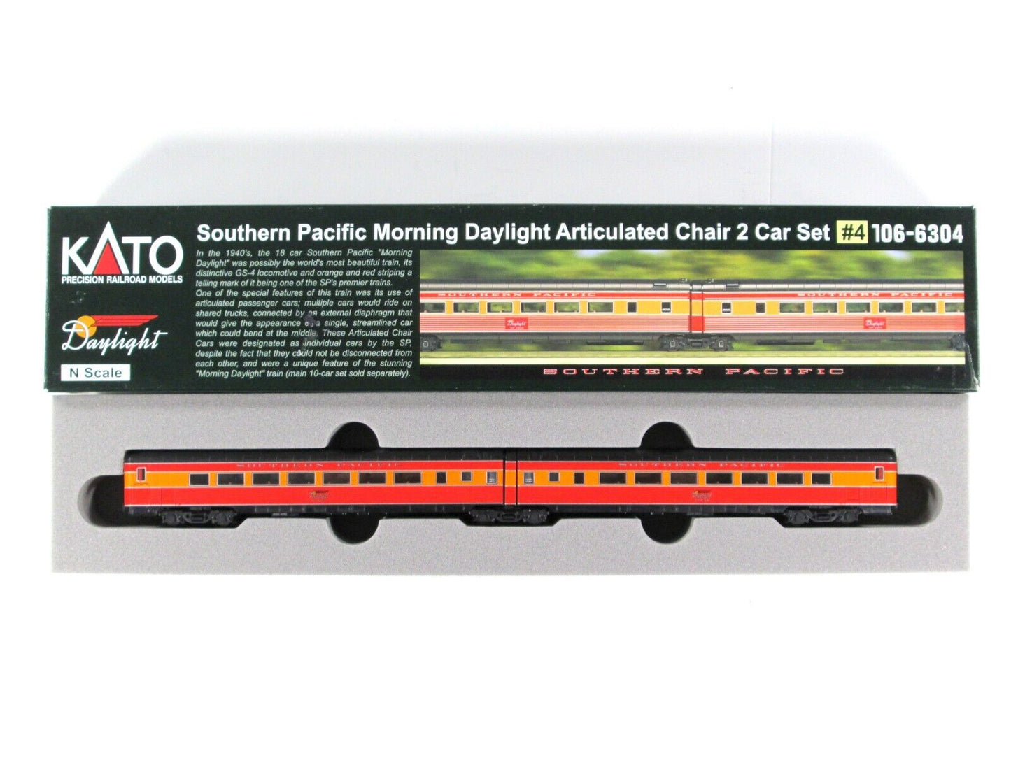 N Scale SOUTHERN PAC. MORNING DAYLIGHT Articulated Car #2467,2468 -Kato 106-6304