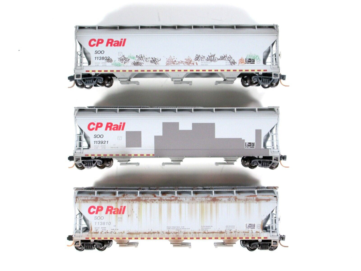 N Scale *SOO/CP RAIL*  Weathered & Graffiti Hopper 3-Set - Micro Trains 99305340