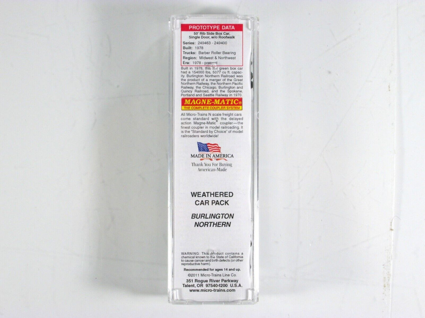 N Scale *BURLINGTON NORTHERN* Weathered, Graffiti Box Car -Micro Trains 99305090