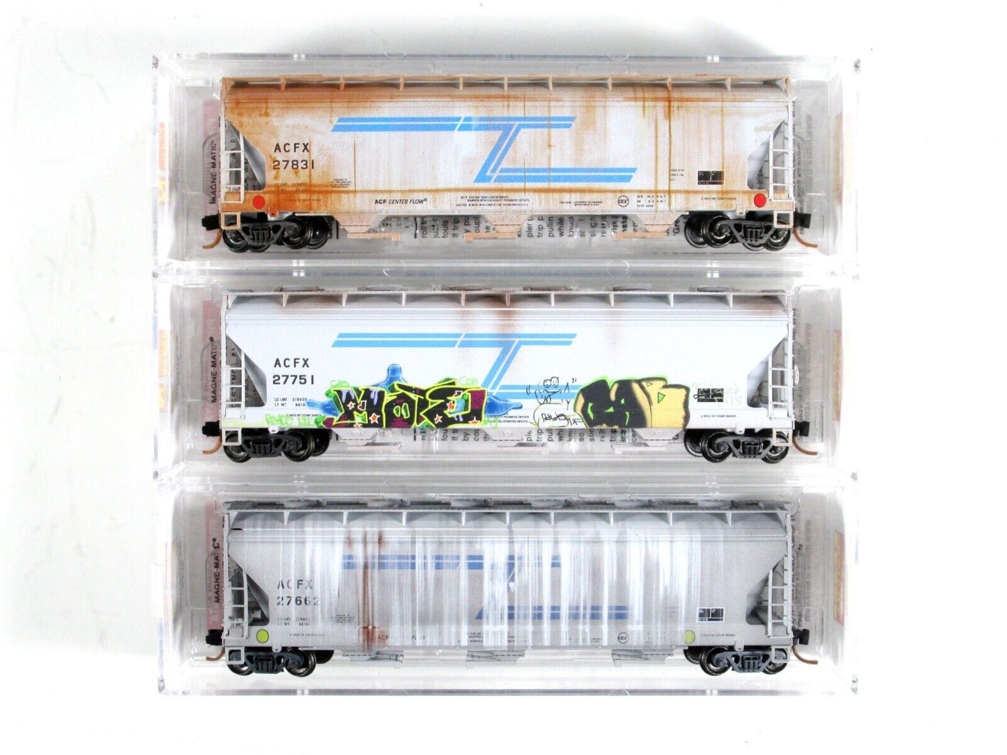 N Scale **ACFX** Weathered & Graffiti Hopper 3-Pack Set - Micro Trains 99305290