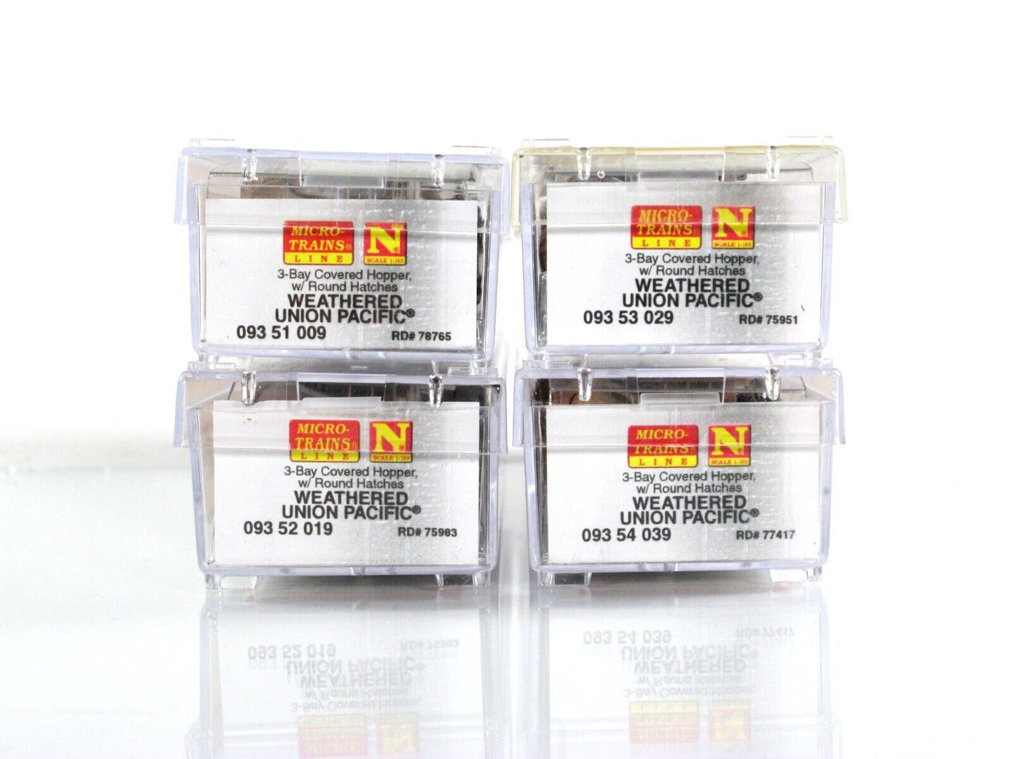 N Scale ***UNION PACIFIC*** Weathered Hopper 4-Pack Set -- Micro Trains 99305390